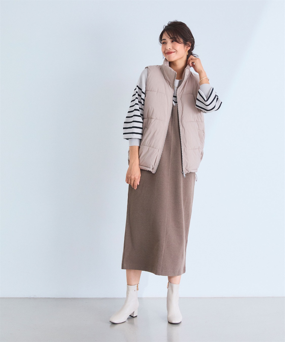 撥水・防風》アクティかる パウダータフタファイバーダウンベスト【CF