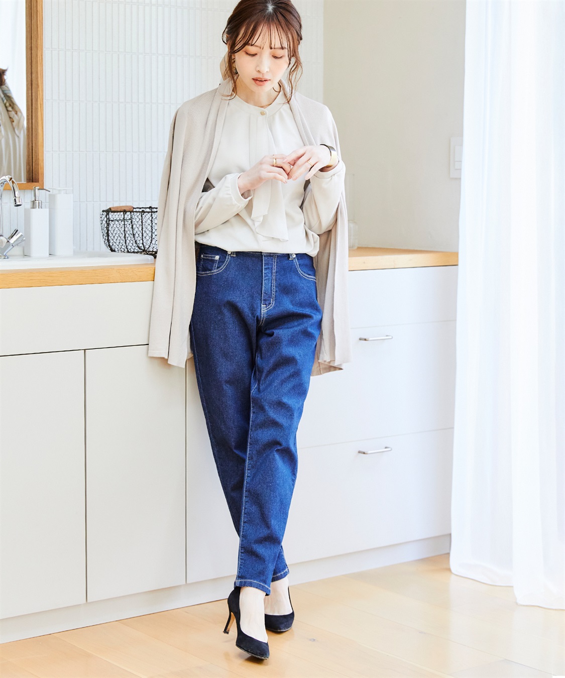 デニムテーパードパンツ - デニムパンツ デニムテーパードパンツ - デニムパンツ