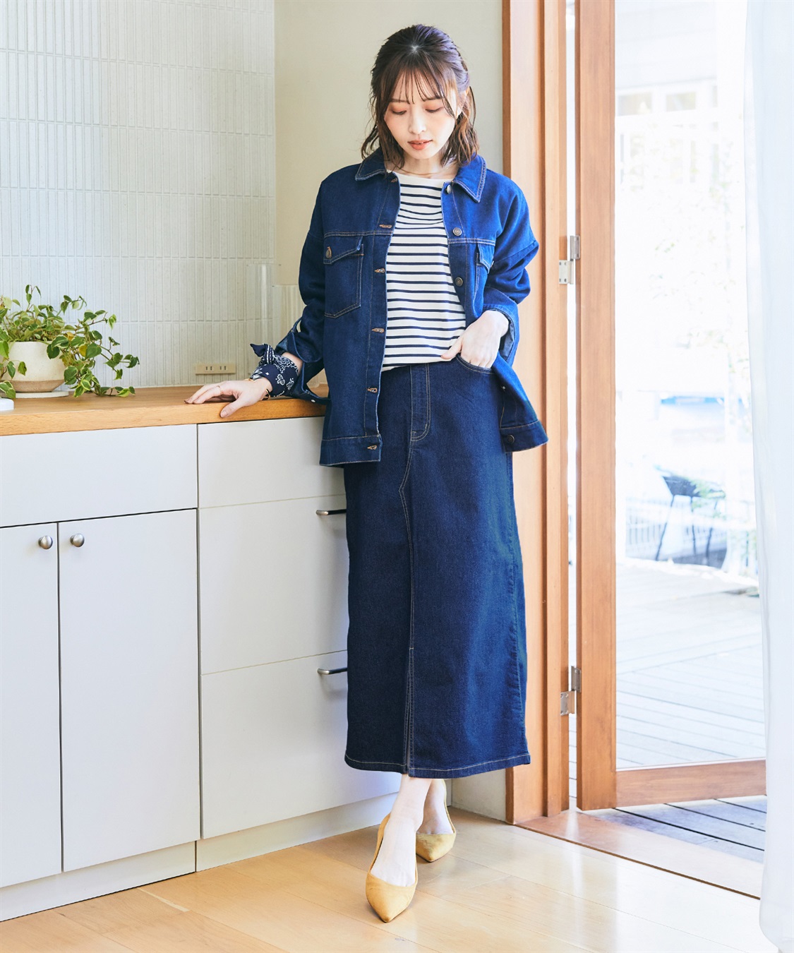 メディア掲載】《ストレッチ》エコベロデニムナロースカート【CF メディア掲載】《ストレッチ》エコベロデニムナロースカート【CF