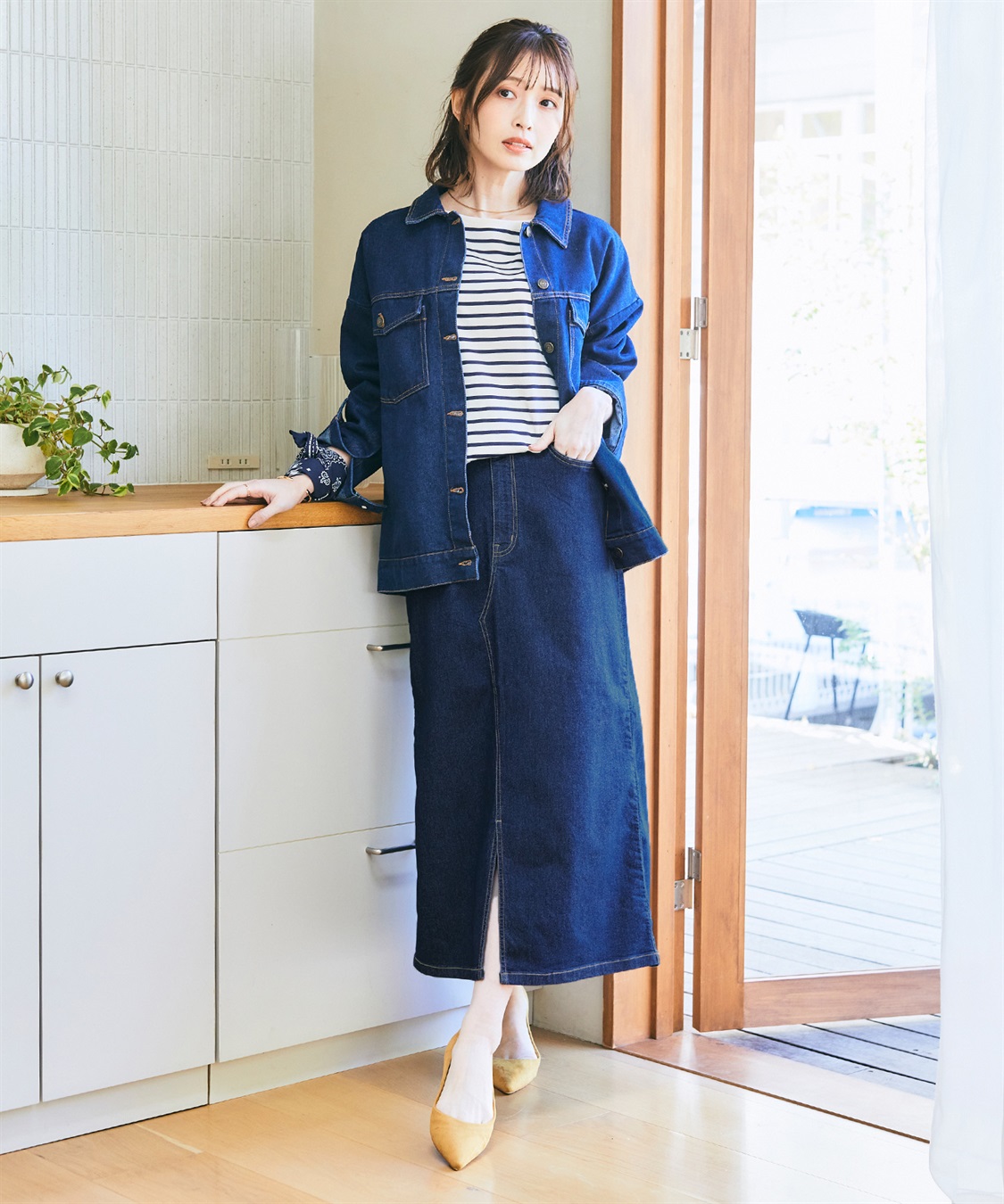 メディア掲載】《ストレッチ》エコベロデニムナロースカート【CF