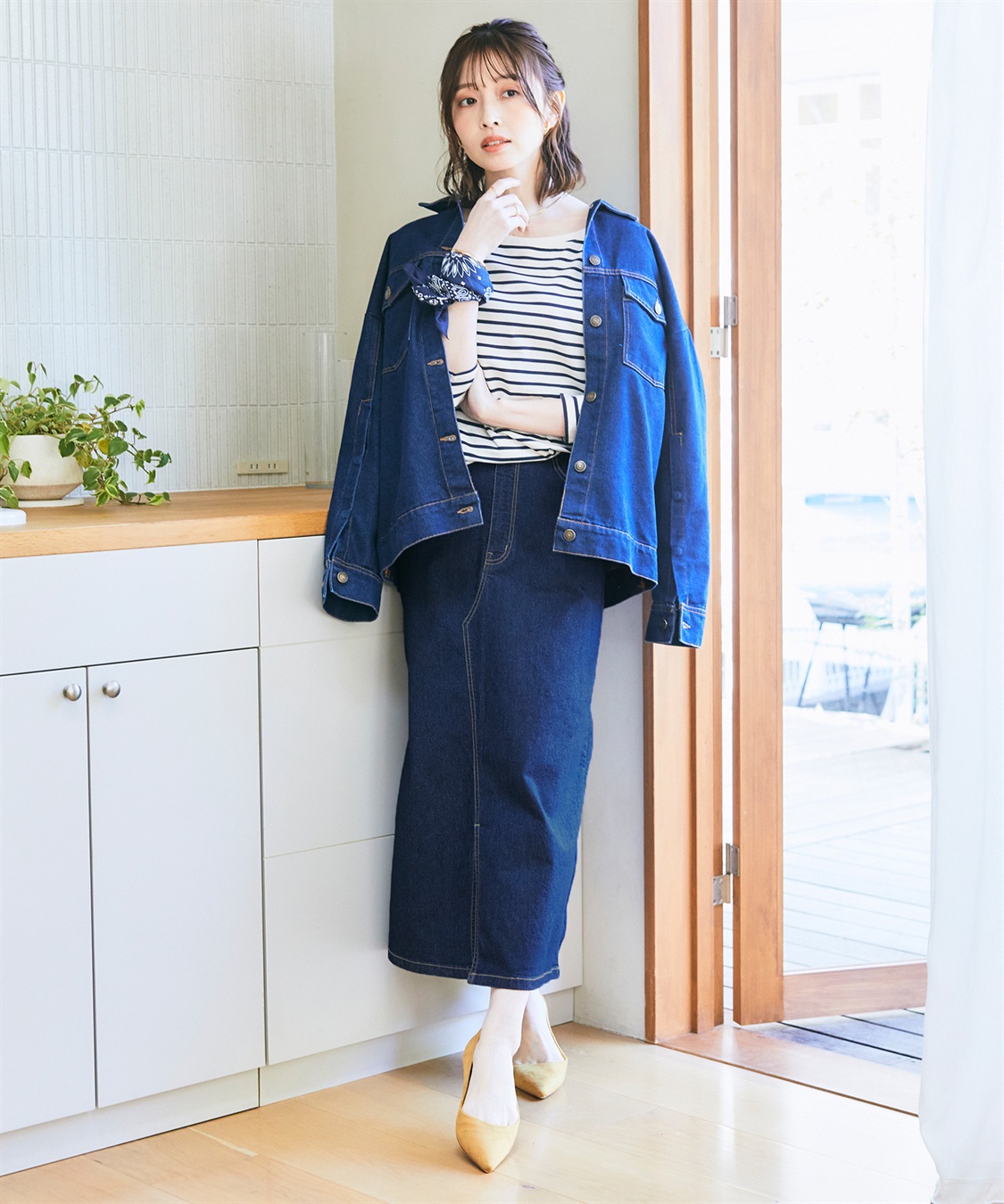 CROSS FUNCTION 【メディア掲載】《ストレッチ》エコベロデニムナロースカート【CF/クロスファンクション】_sub_6