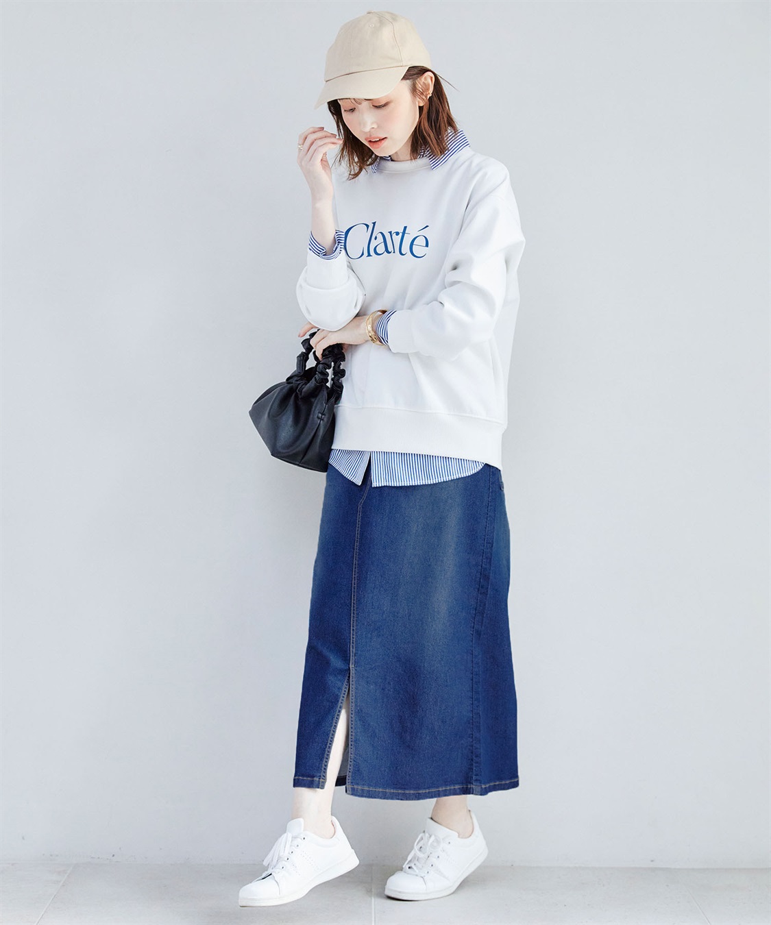 CROSS FUNCTION 【メディア掲載】《ストレッチ》エコベロデニムナロースカート【CF/クロスファンクション】_sub_10