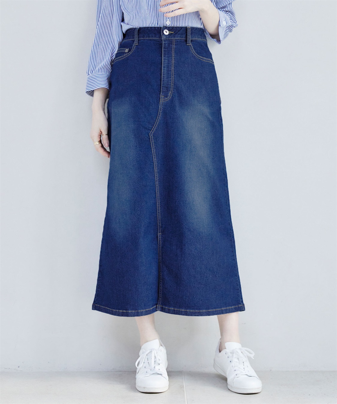 CROSS FUNCTION 【メディア掲載】《ストレッチ》エコベロデニムナロースカート【CF/クロスファンクション】_sub_15