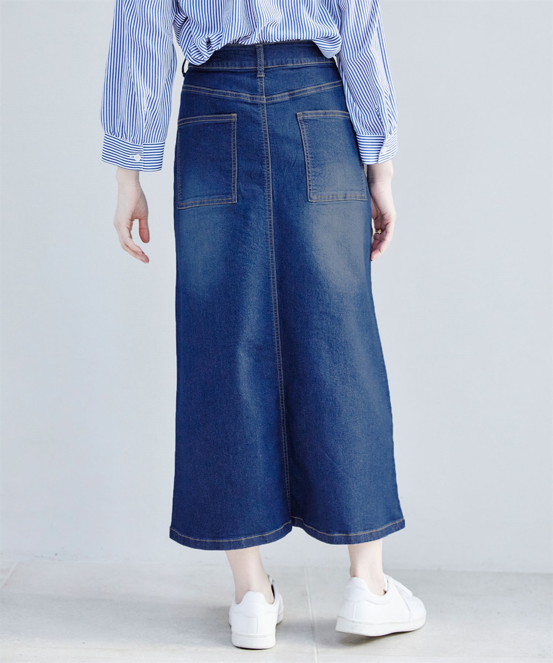 CROSS FUNCTION 【メディア掲載】《ストレッチ》エコベロデニムナロースカート【CF/クロスファンクション】_sub_16