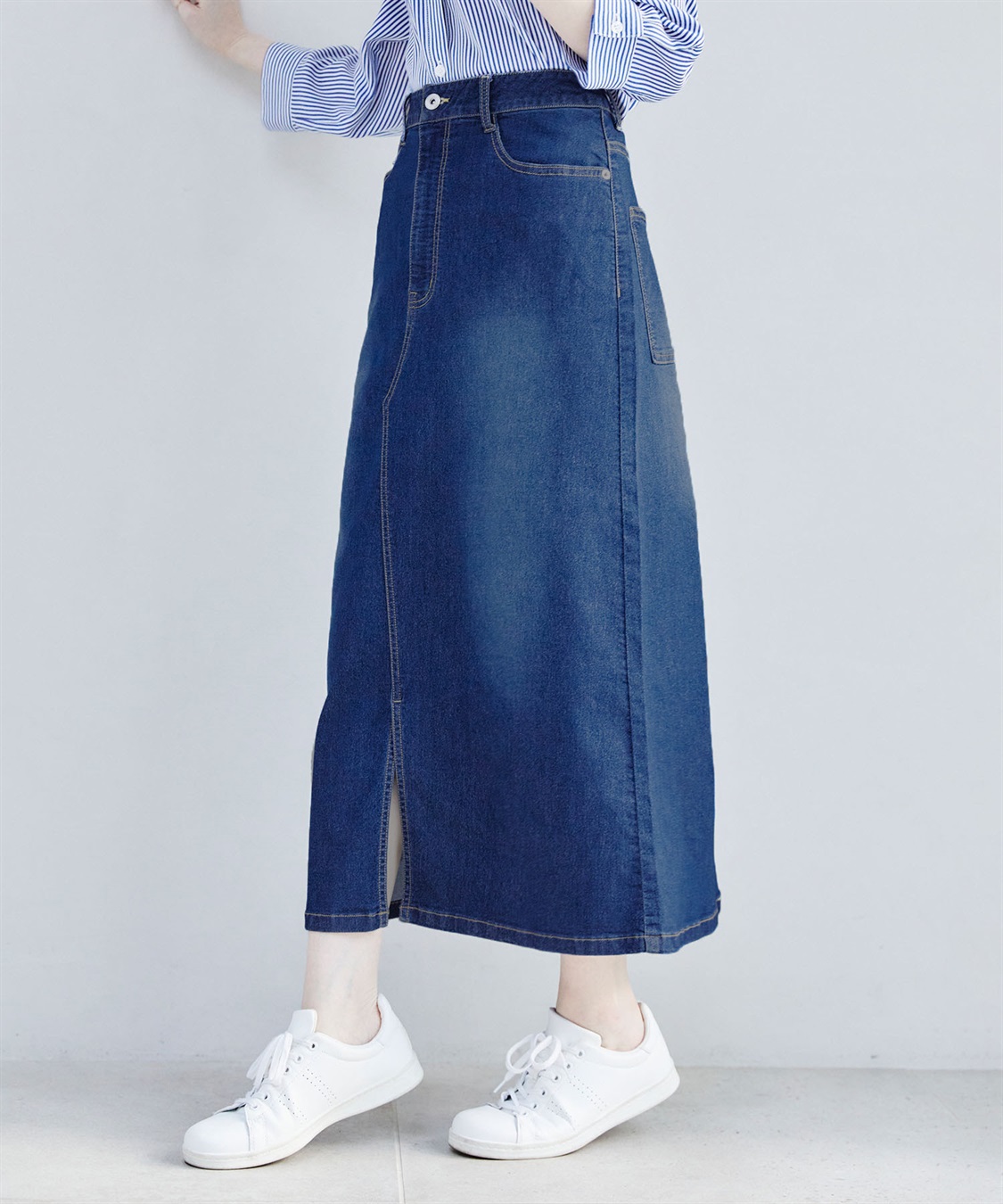 CROSS FUNCTION 【メディア掲載】《ストレッチ》エコベロデニムナロースカート【CF/クロスファンクション】_sub_17