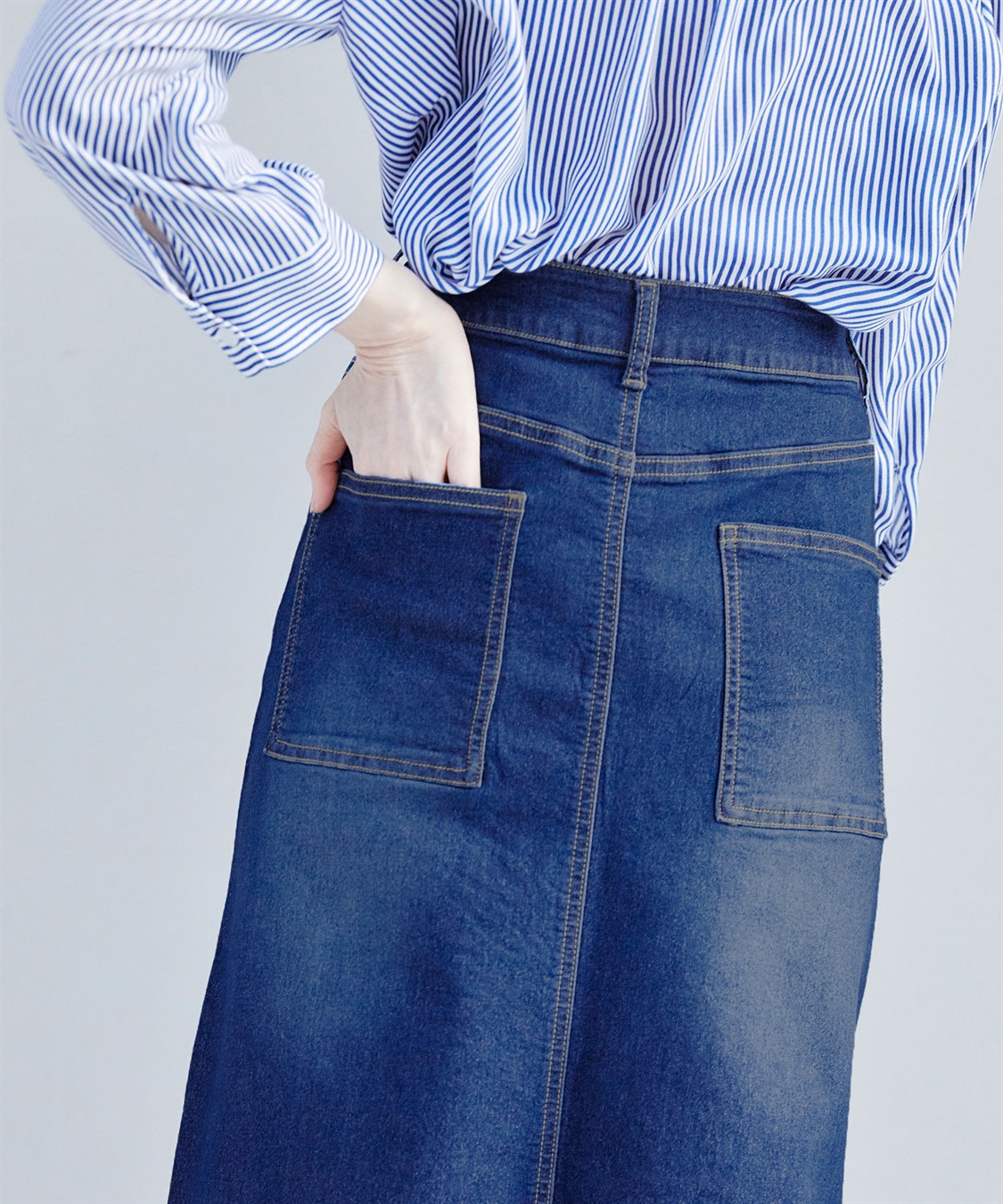 CROSS FUNCTION 【メディア掲載】《ストレッチ》エコベロデニムナロースカート【CF/クロスファンクション】_sub_18