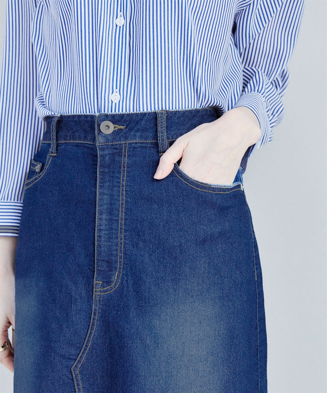 CROSS FUNCTION 【メディア掲載】《ストレッチ》エコベロデニムナロースカート【CF/クロスファンクション】_sub_20