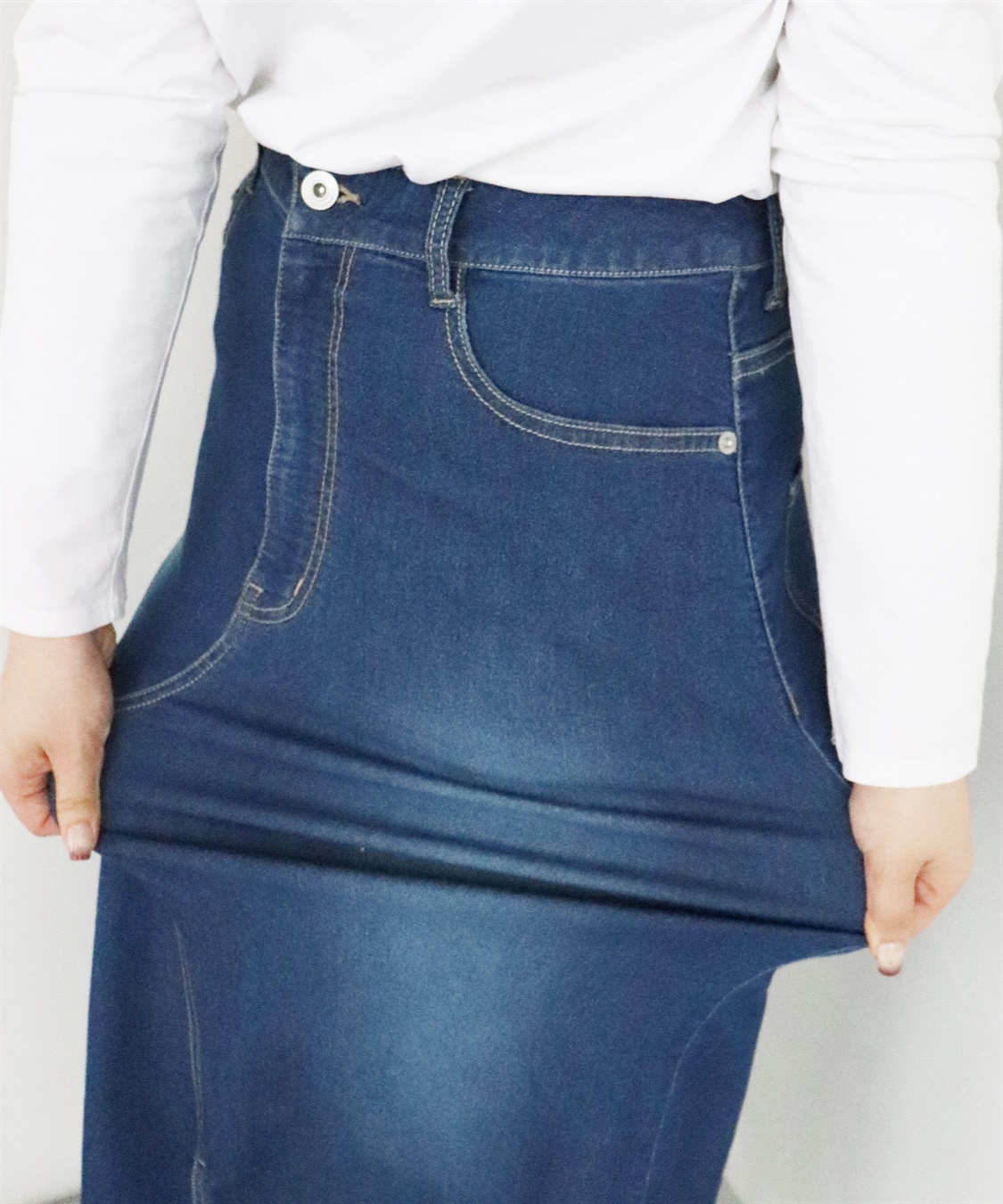 CROSS FUNCTION 【メディア掲載】《ストレッチ》エコベロデニムナロースカート【CF/クロスファンクション】_sub_21