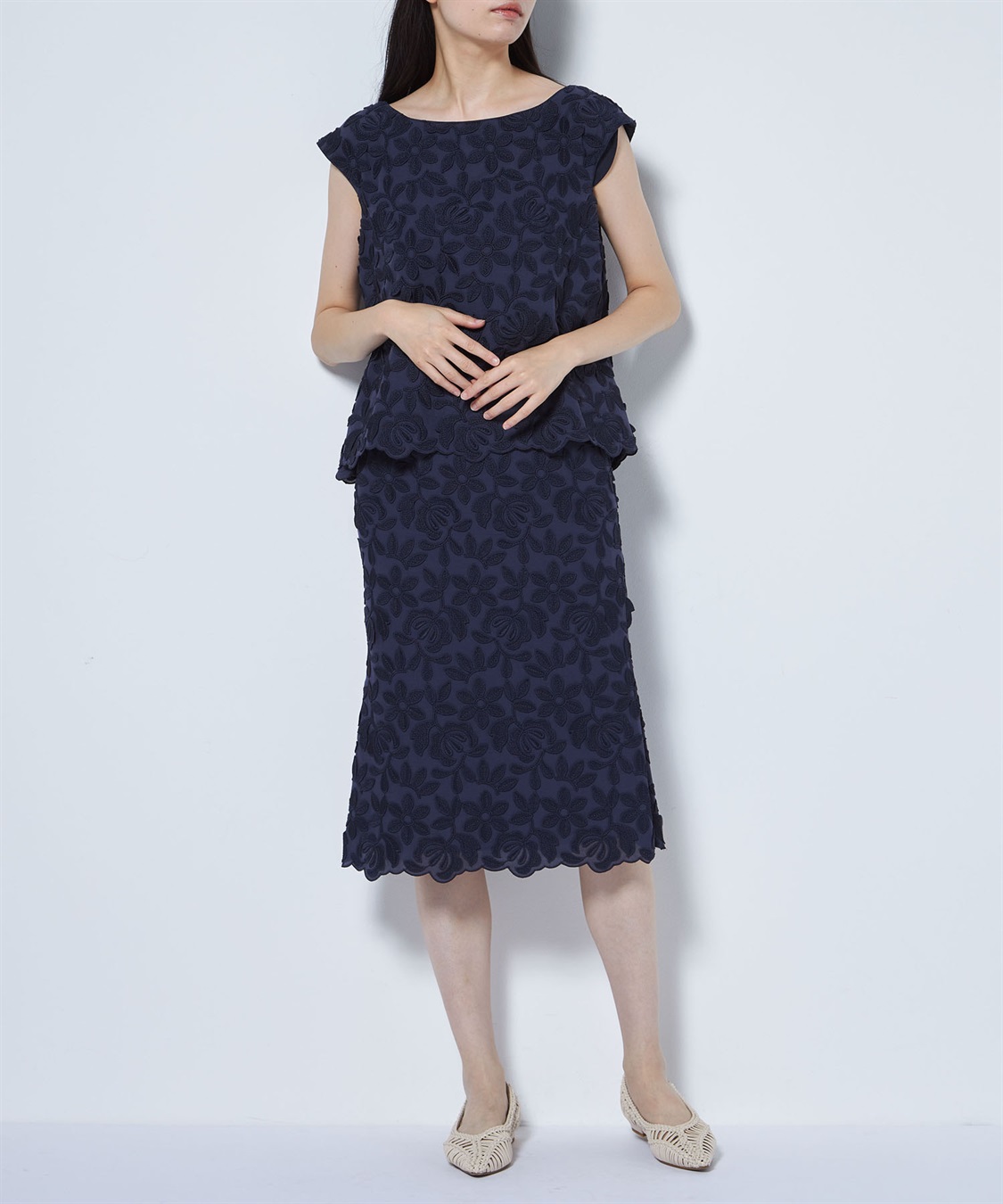 カットフラワータックスカート 49AV.junko shimada|クロス カットフラワータックスカート 49AV.junko shimada|クロス