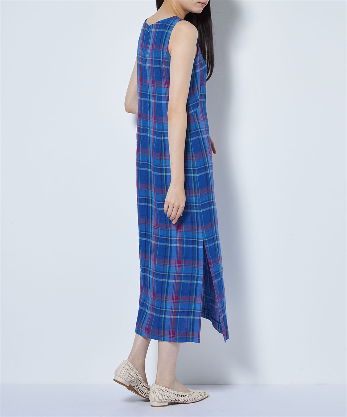 マドラスチェック ノースリーブワンピース 49AV JUNKO SHIMADA