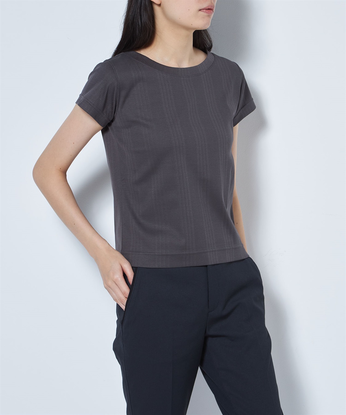 49AV JUNKO SHIMADA ランダムストライプ半袖Tプルオーバー_sub_2