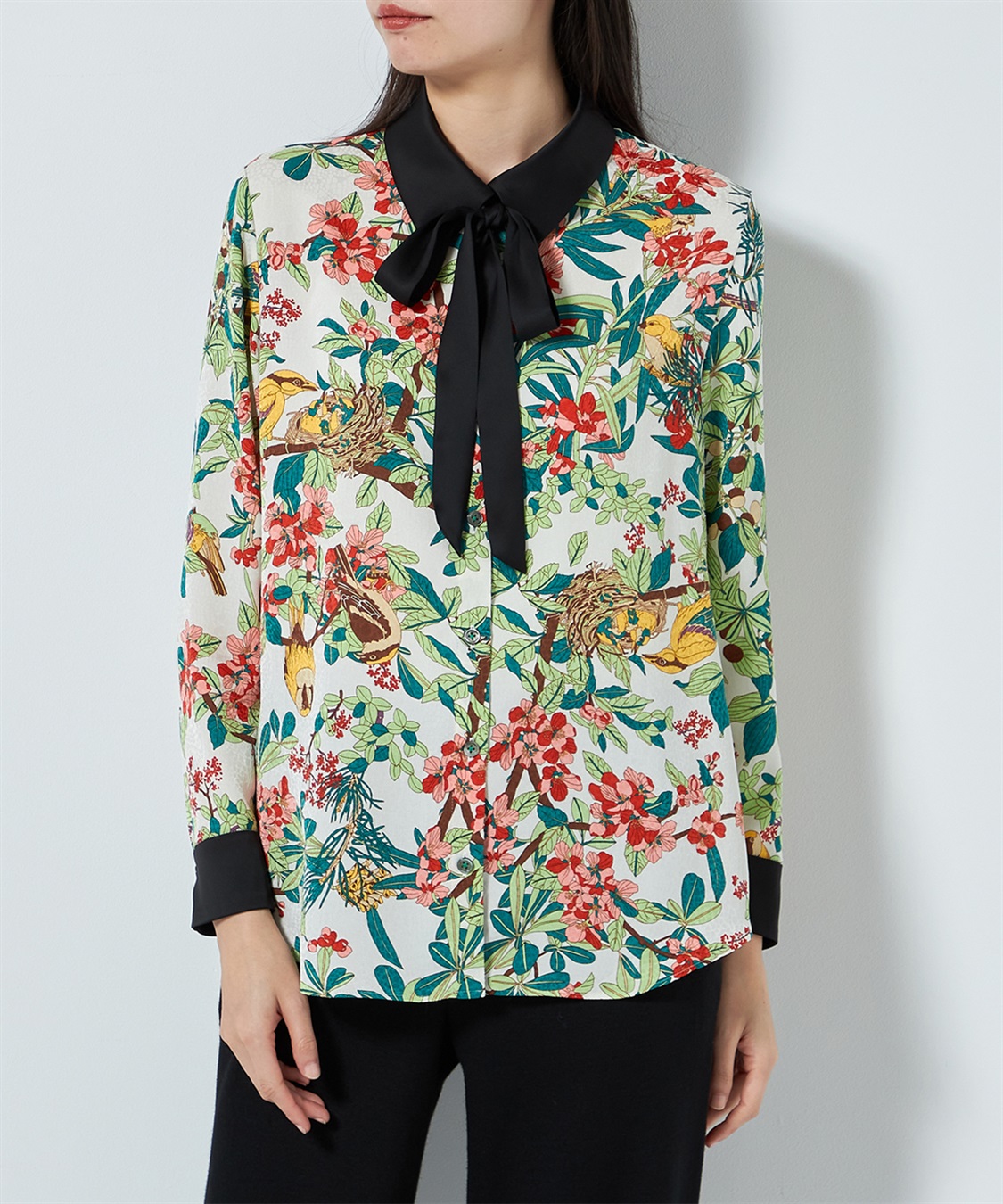 バード柄カジュアルシャツ 49AV.junko shimada｜クロスプラス公式通販  