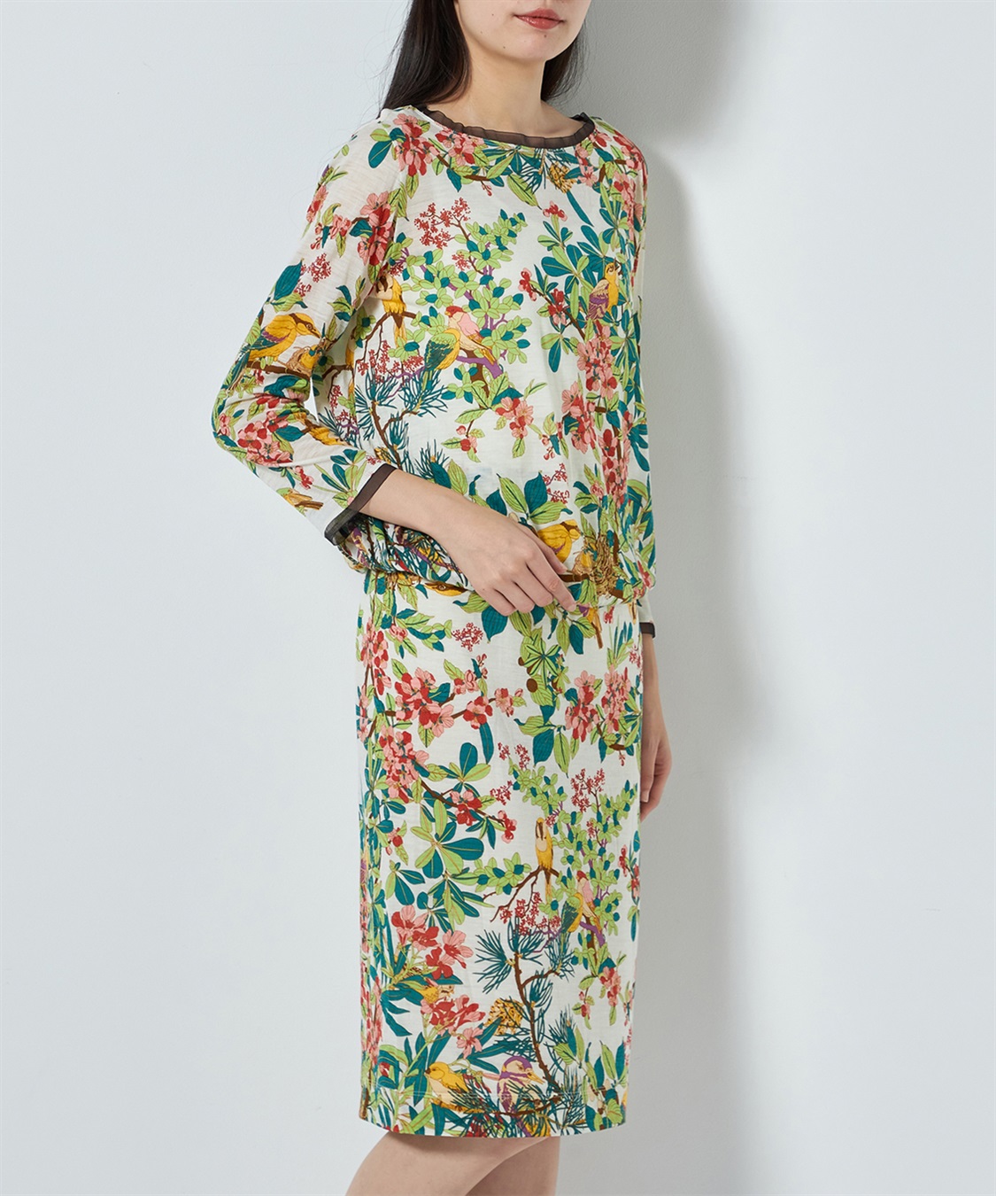 ワンピース JAONI DRESS Shinzone｜ラップデザイン オリエンタル フラワー ドレス