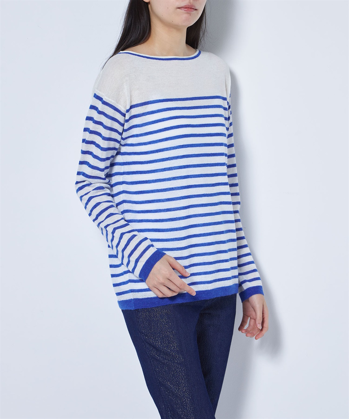 ボーダー柄ボートネックサマーセーター 49AV.junko shimada