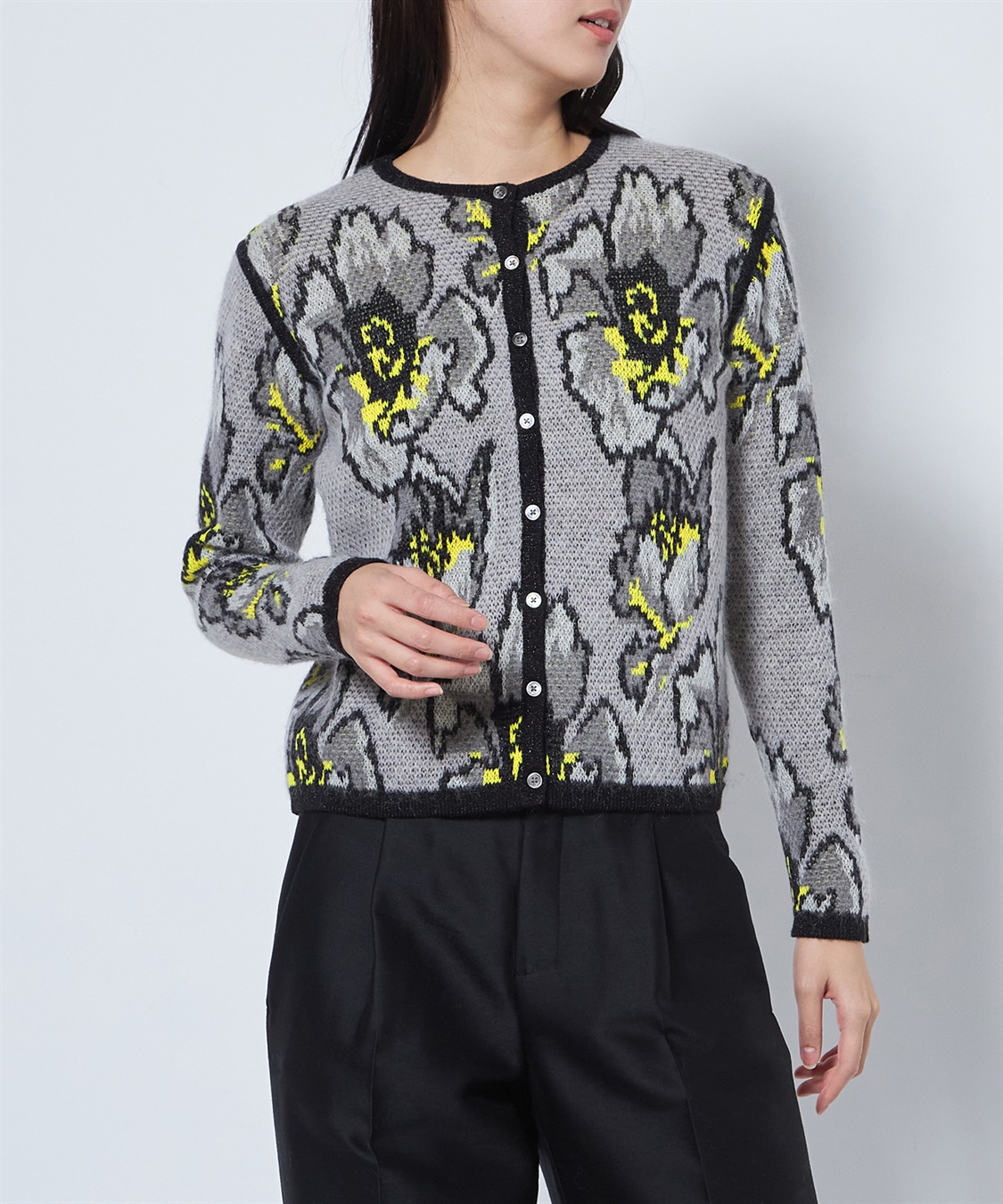 新品未使用 glamb 花柄 カーディガン M ブラック 定価25,850円 Monogram Cardgian / モノグラムカーディガン（カーディガン