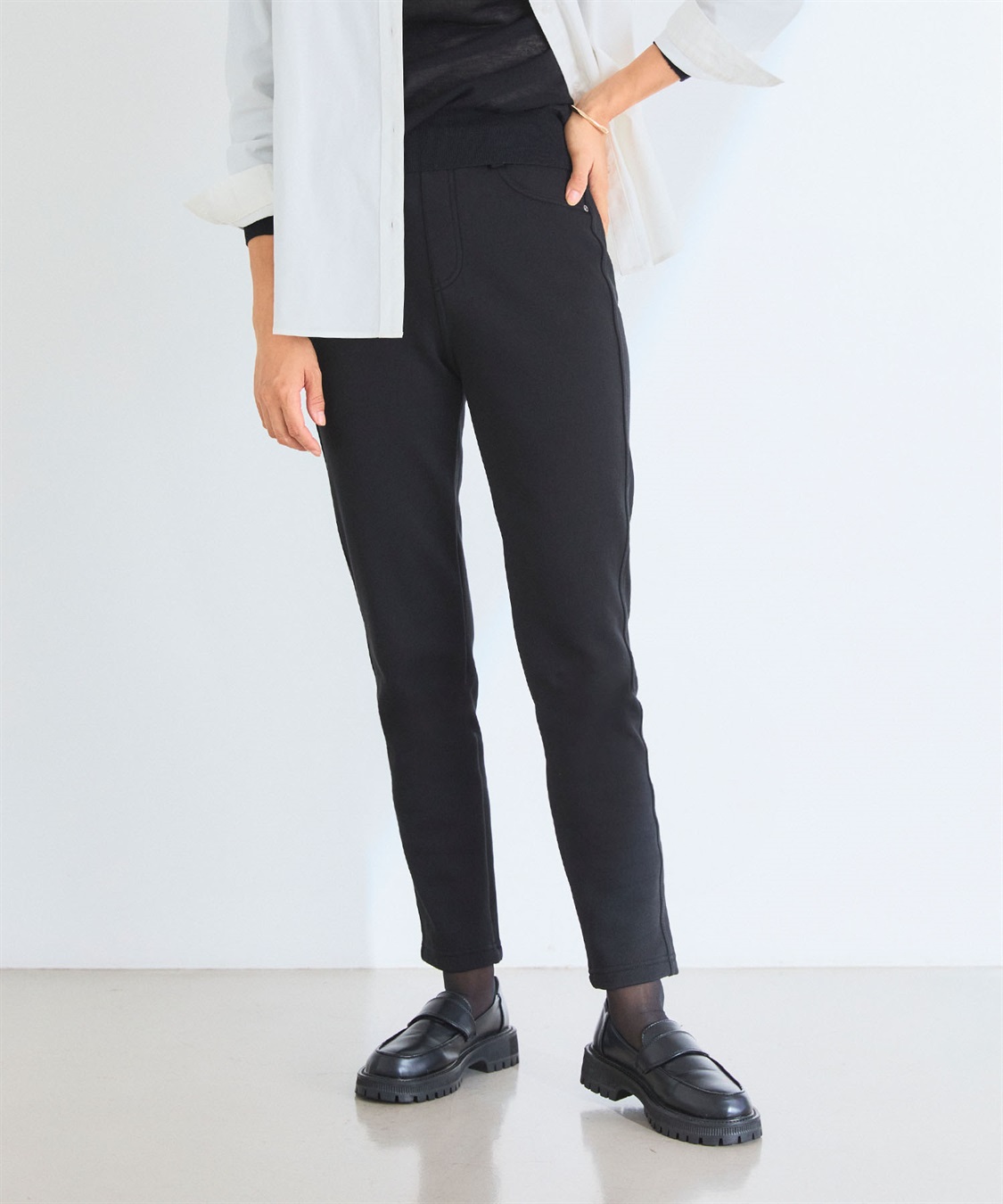 CROSS FUNCTION 【メディア掲載】なめらかな肌ざわり  裏起毛ストレッチイージーパンツ【CF/クロスファンクション】_sub_8