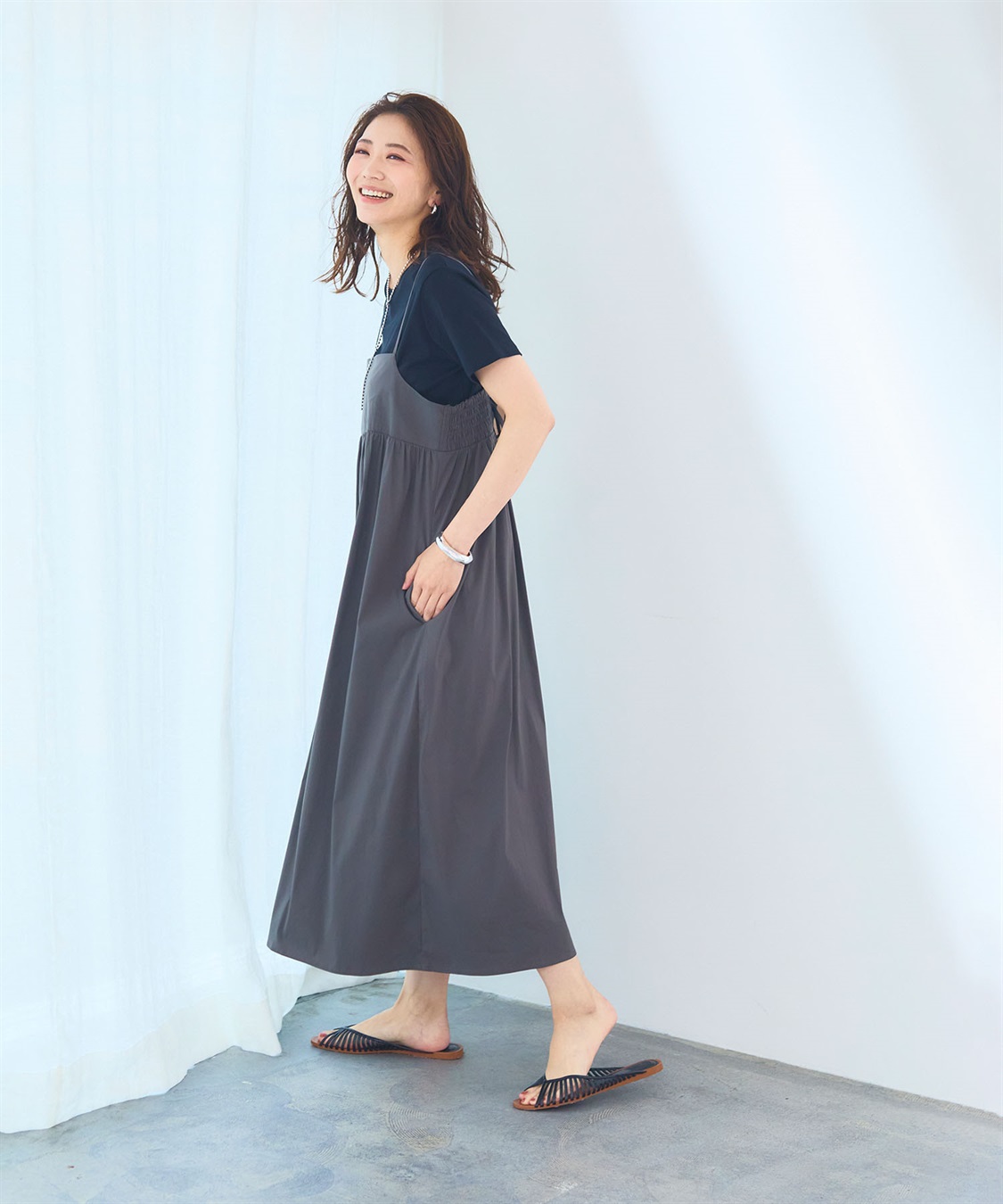 CROSS FUNCTION 《洗える》エブ楽 切り替えボリュームキャミソールワンピース【CF/クロスファンクション】_sub_10