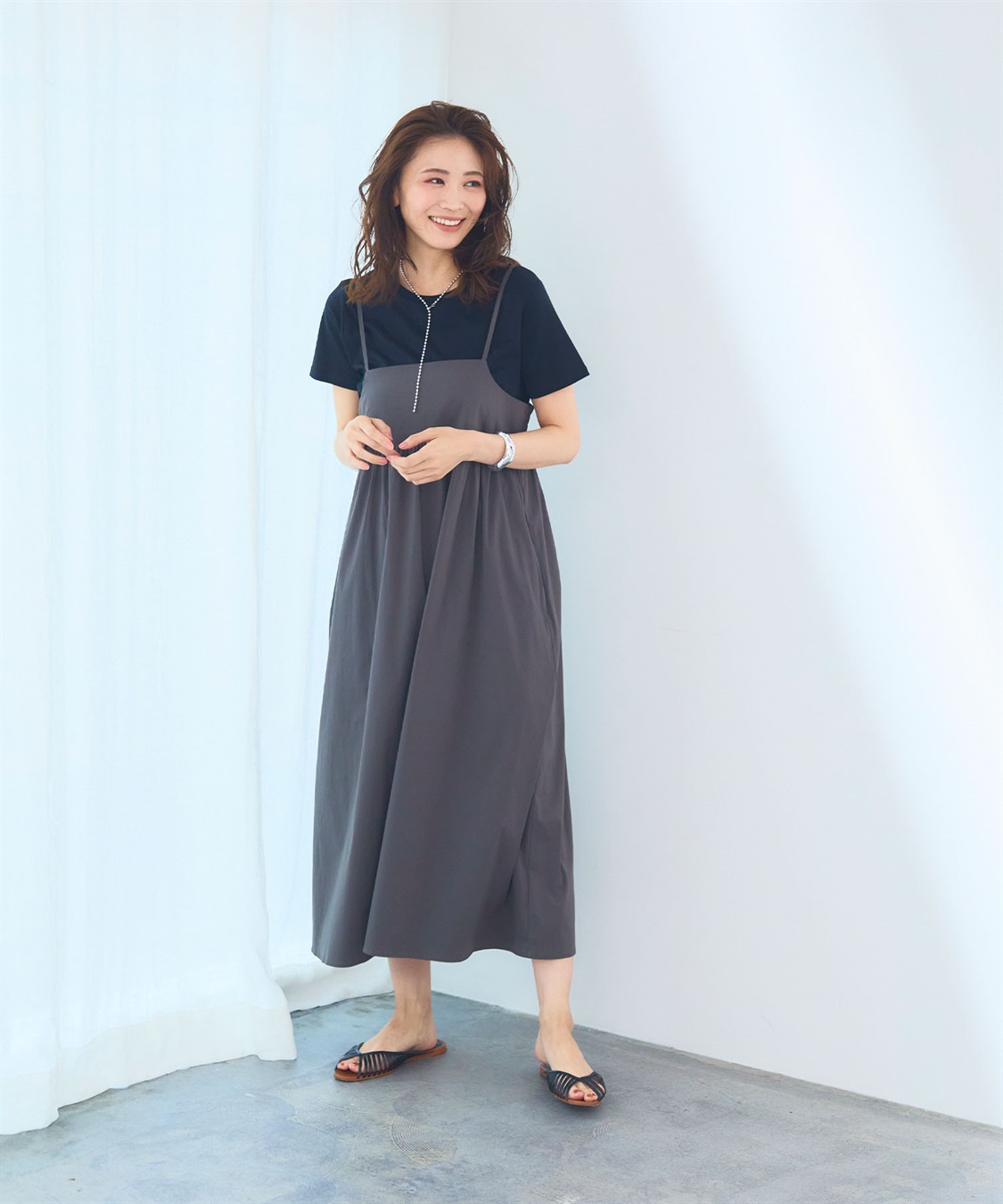 CROSS FUNCTION 《洗える》エブ楽 切り替えボリュームキャミソールワンピース【CF/クロスファンクション】_sub_11