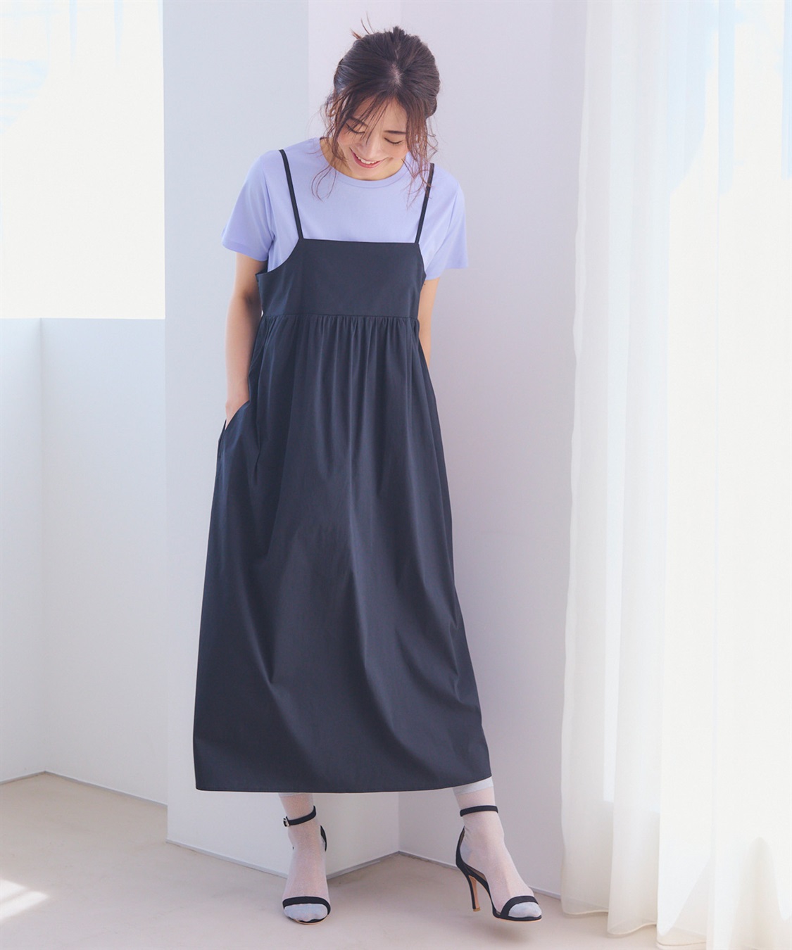 CROSS FUNCTION 《洗える》エブ楽 切り替えボリュームキャミソールワンピース【CF/クロスファンクション】_sub_24