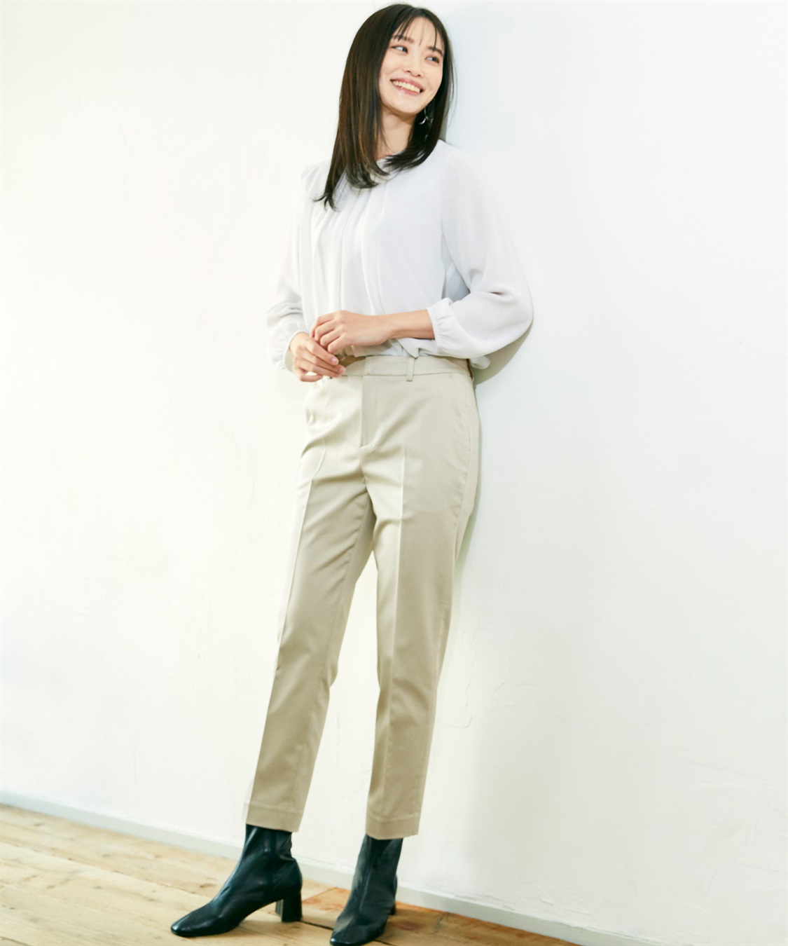 A/C DESIGN BY ALPHA CUBIC フロントタックシフォンTブラウス_sub_10