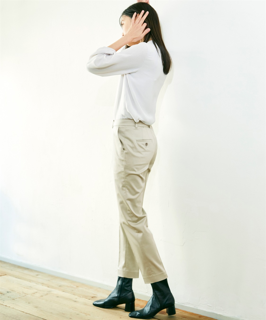 A/C DESIGN BY ALPHA CUBIC フロントタックシフォンTブラウス_sub_13