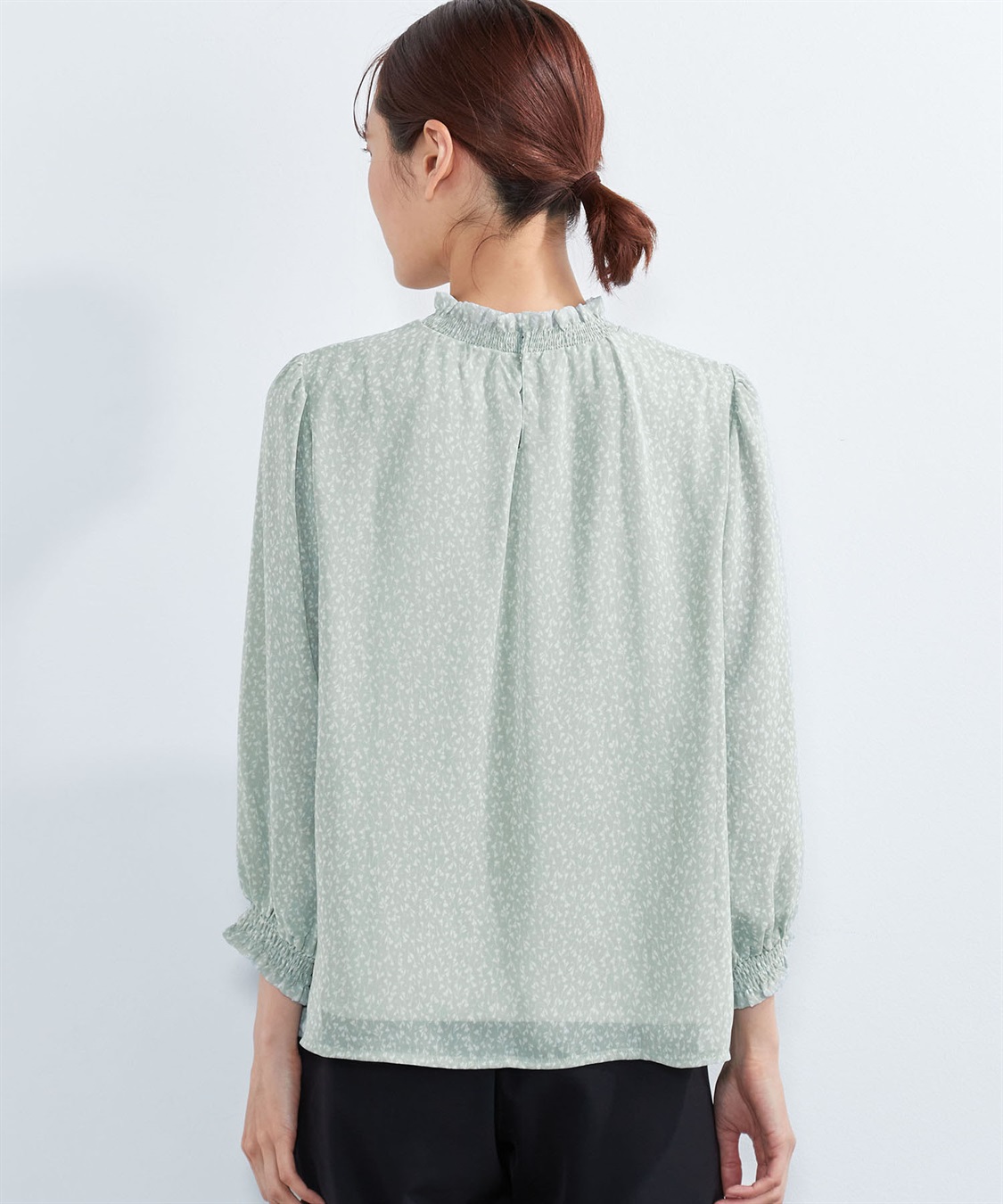 A/C DESIGN BY ALPHA CUBIC 小花柄シャーリングTブラウス_sub_3