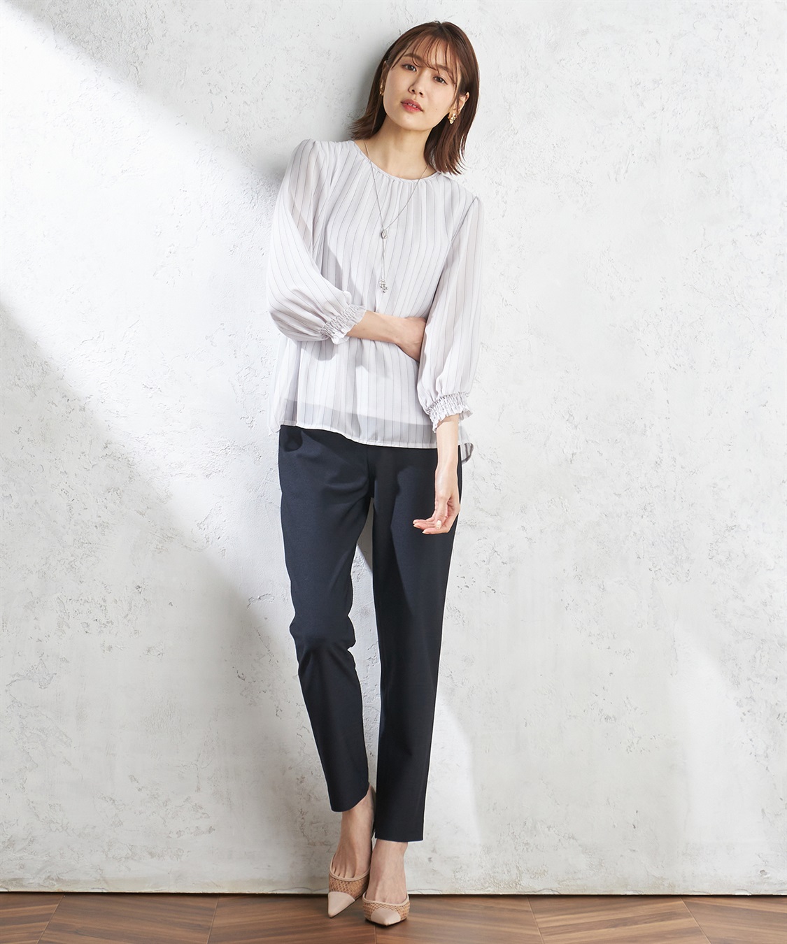 A/C DESIGN BY ALPHA CUBIC ストライプシフォンTブラウス_sub_9