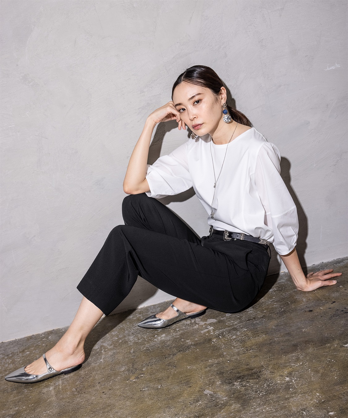 クーラータッチボリュームスリーブプルオーバー A/C DESIGN BY クーラータッチボリュームスリーブプルオーバー A/C DESIGN BY