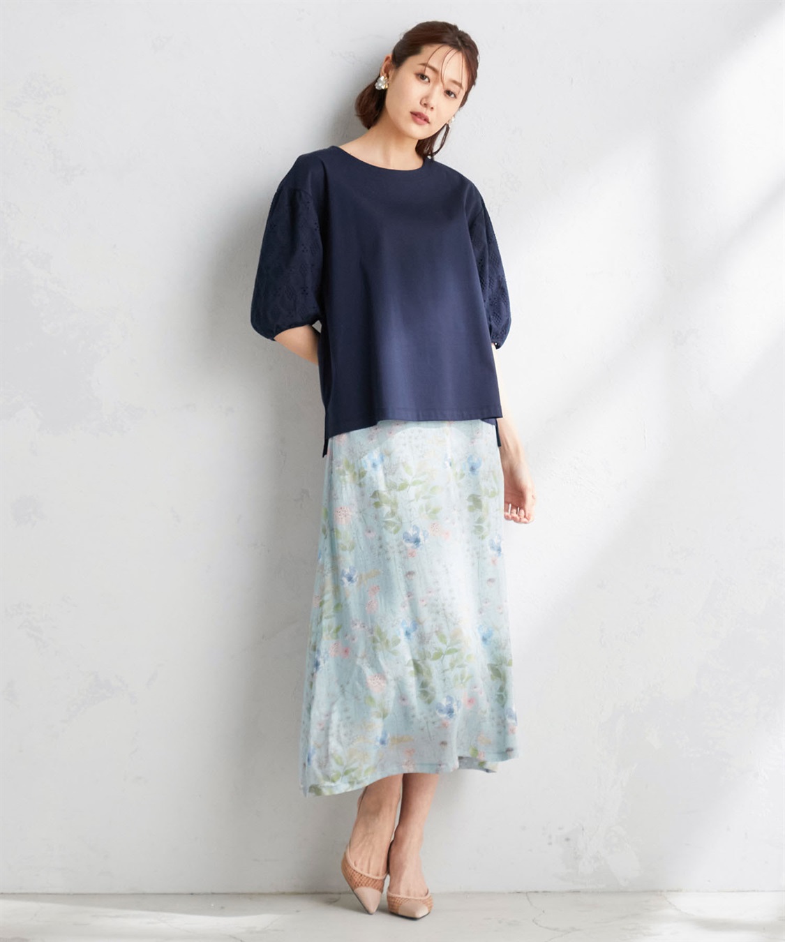 A/C DESIGN BY ALPHA CUBIC 【接触冷感】刺しゅうレースパフスリーブプルオーバー_sub_9