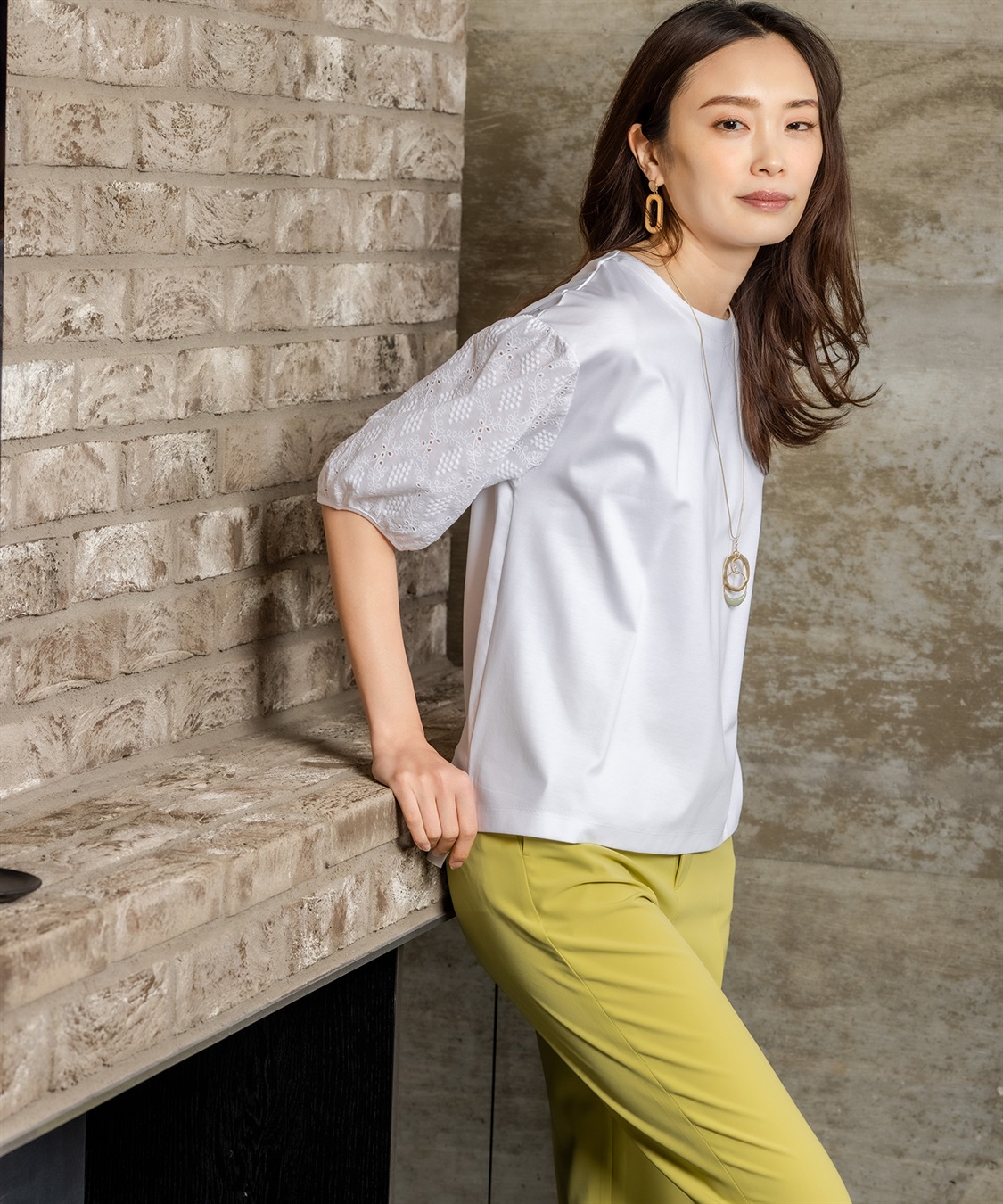 A/C DESIGN BY ALPHA CUBIC 【接触冷感】刺しゅうレースパフスリーブプルオーバー_sub_13