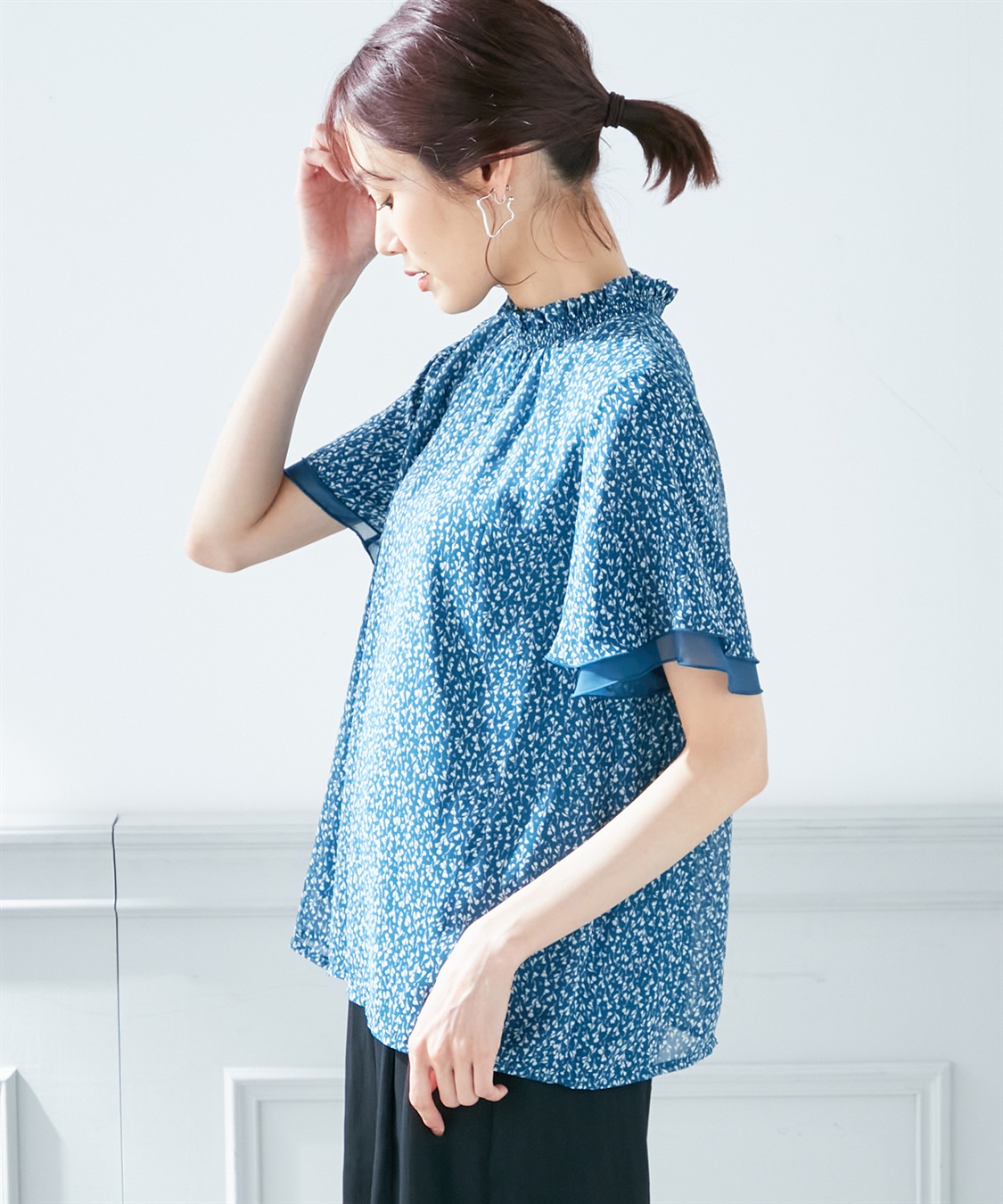 A/C DESIGN BY ALPHA CUBIC 小花プリントシャーリングTブラウス_sub_2