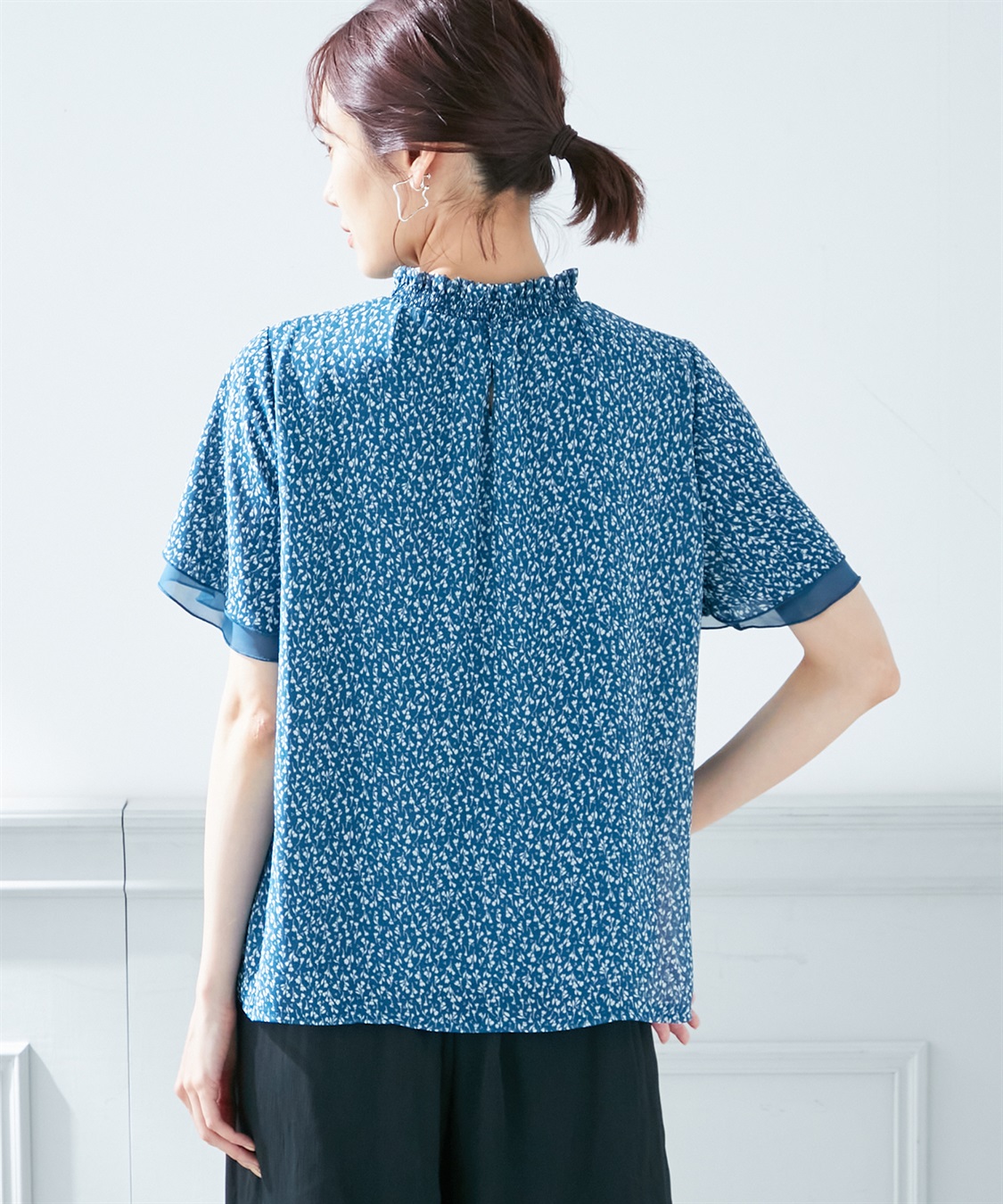 A/C DESIGN BY ALPHA CUBIC 小花プリントシャーリングTブラウス_sub_3