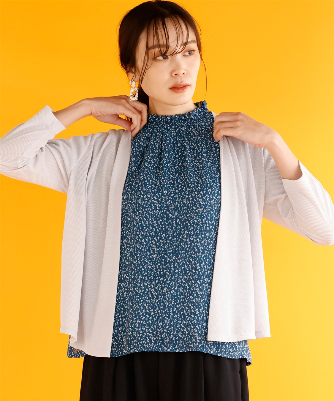 A/C DESIGN BY ALPHA CUBIC 小花プリントシャーリングTブラウス_sub_10