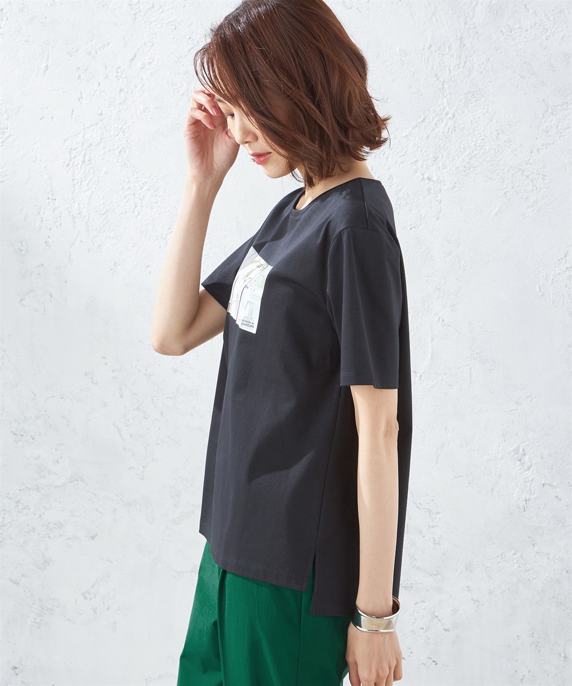 A/C DESIGN BY ALPHA CUBIC 【接触冷感】ボタニカルプリントTシャツ_sub_1