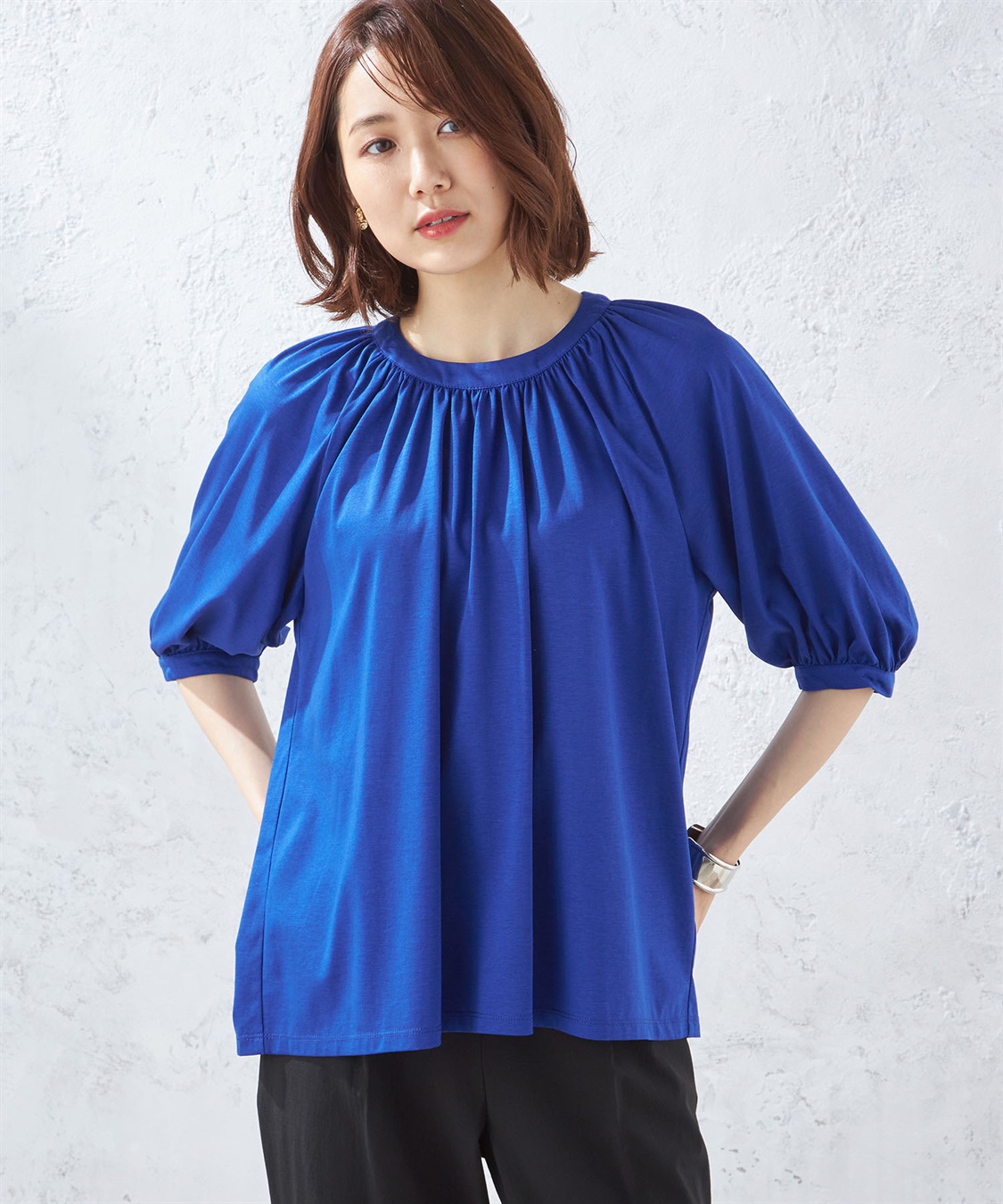 A/C DESIGN BY ALPHA CUBIC 【接触冷感】ギャザーネックプルオーバー_sub_1