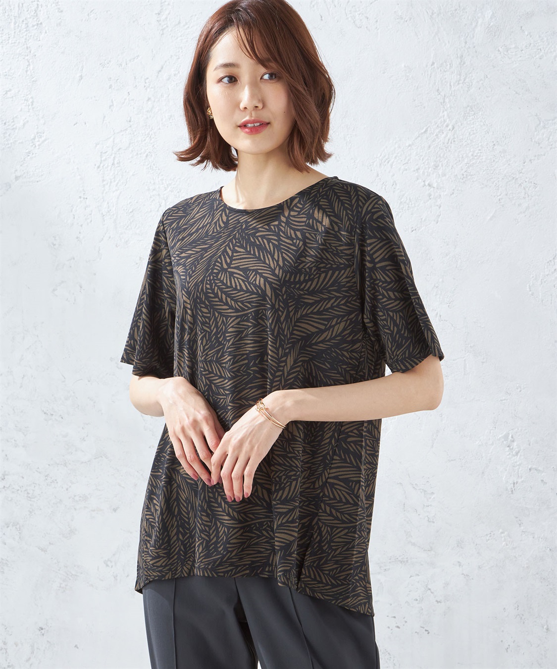 A/C DESIGN BY ALPHA CUBIC 【接触冷感】ボタニカルプリントチュニック_sub_1