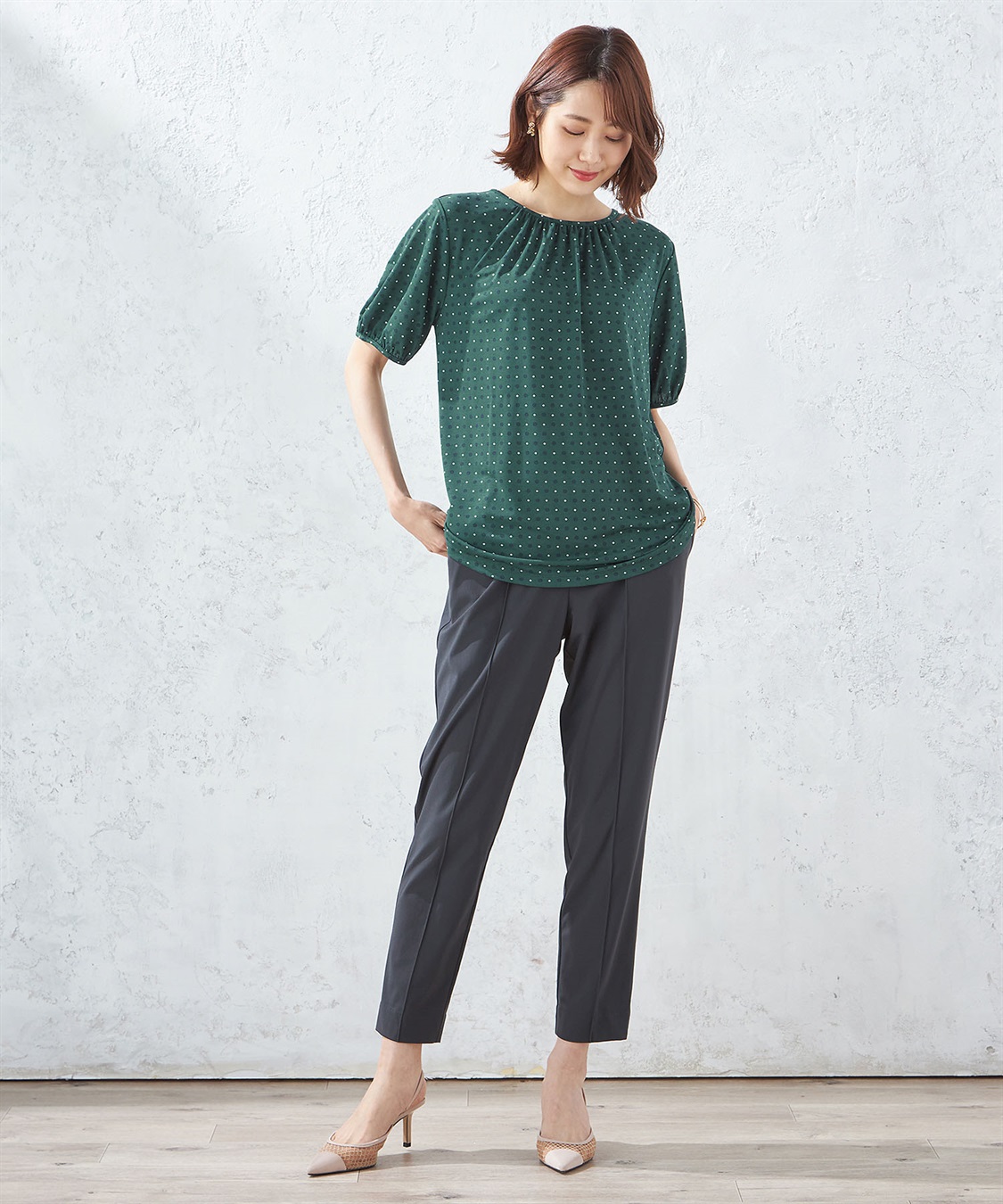 A/C DESIGN BY ALPHA CUBIC 【接触冷感】小紋柄パフスリーブチュニック_sub_7