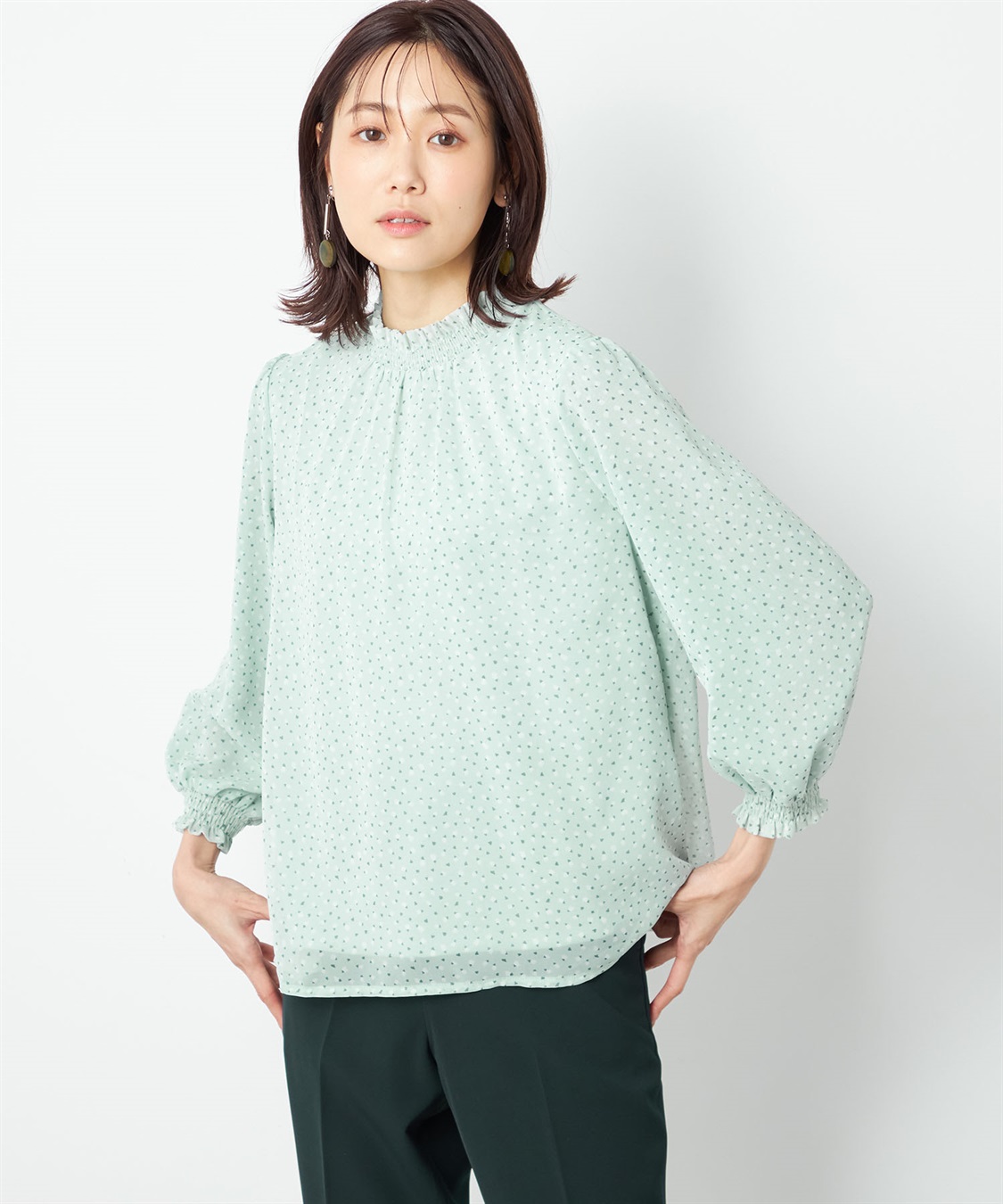 A/C DESIGN BY ALPHA CUBIC プリントシャーリングTブラウス_sub_1