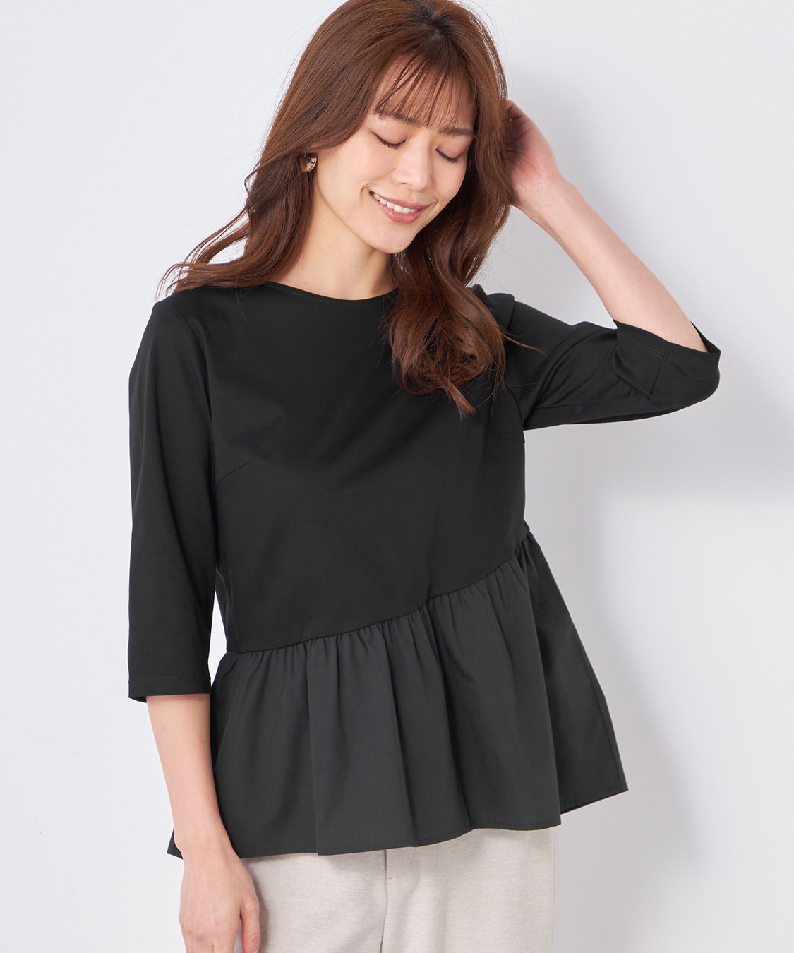 A/C DESIGN BY ALPHA CUBIC ペプラムギャザープルオーバー_sub_1