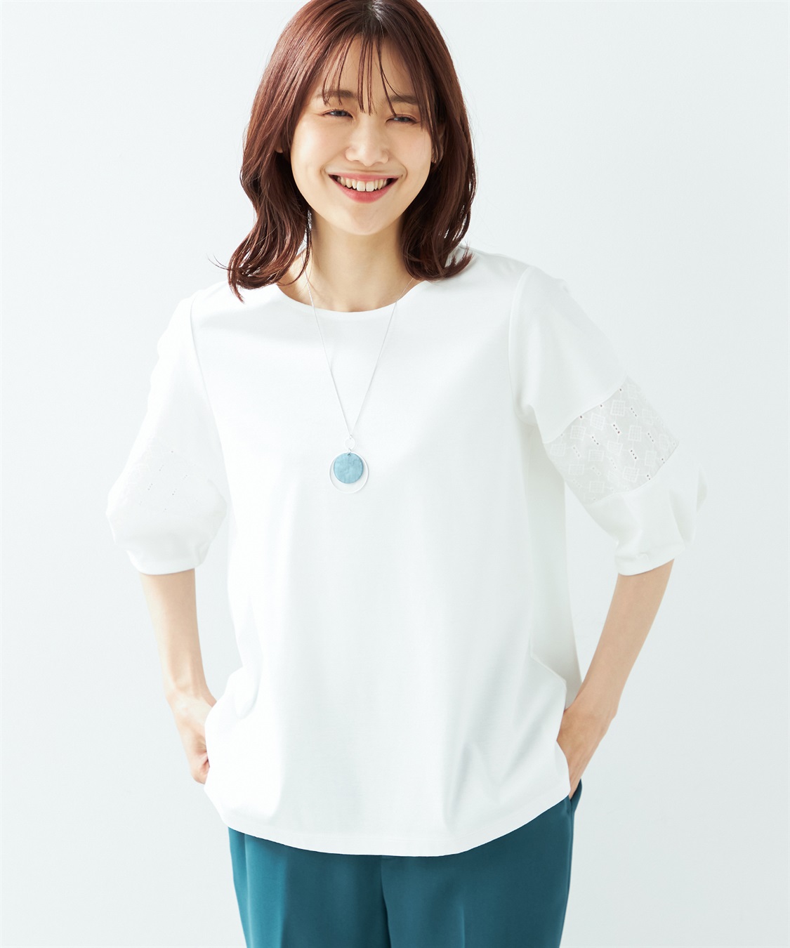 A/C DESIGN BY ALPHA CUBIC 【接触冷感】【UV対策】レーススリーブプルオーバー_sub_2