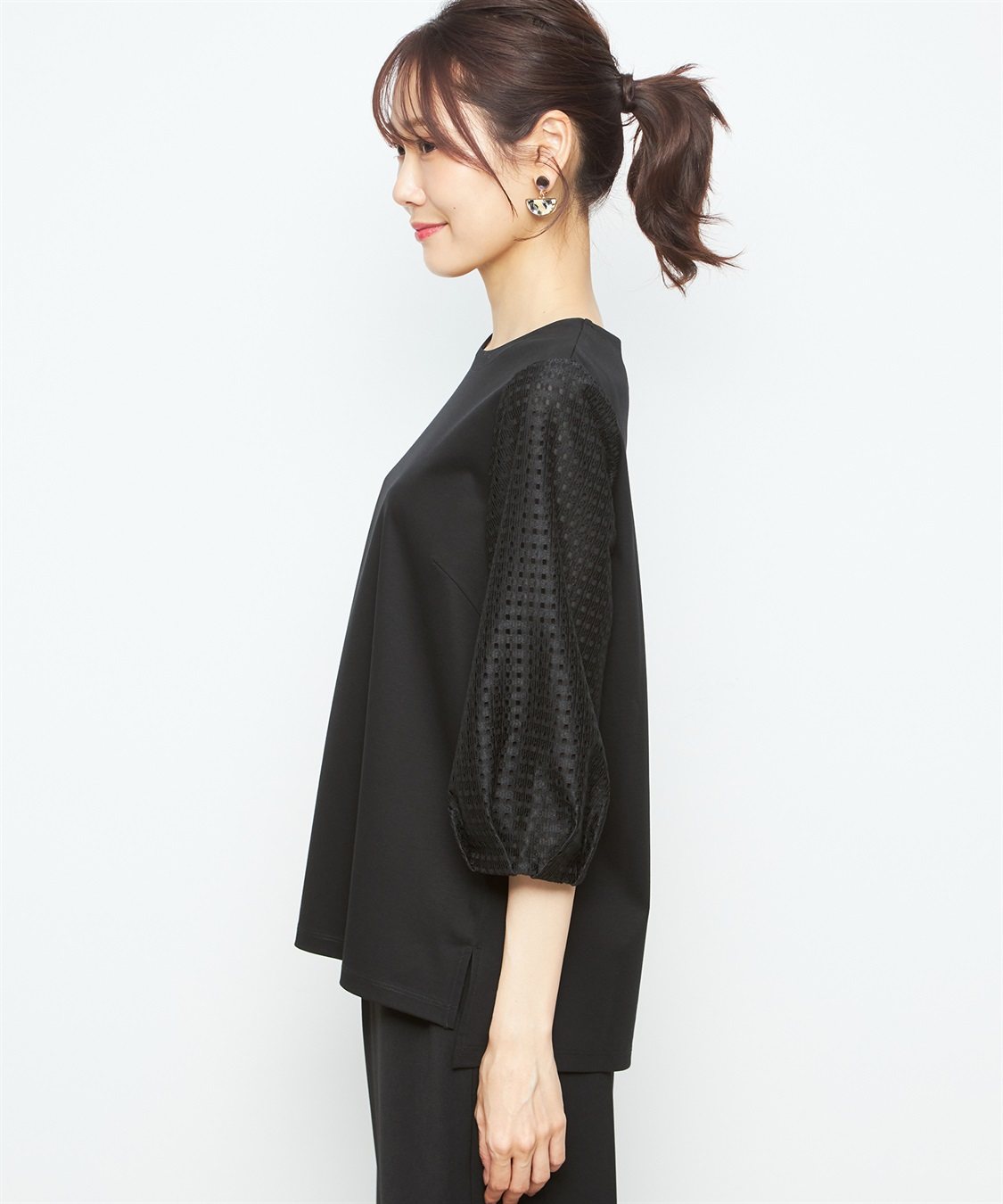 A/C DESIGN BY ALPHA CUBIC 【接触冷感】レースボリュームスリーブプルオーバー_sub_1