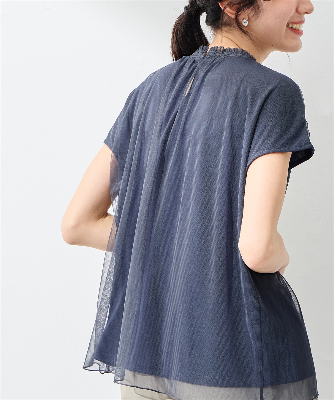 A/C DESIGN BY ALPHA CUBIC チュールギャザーTブラウス_sub_5