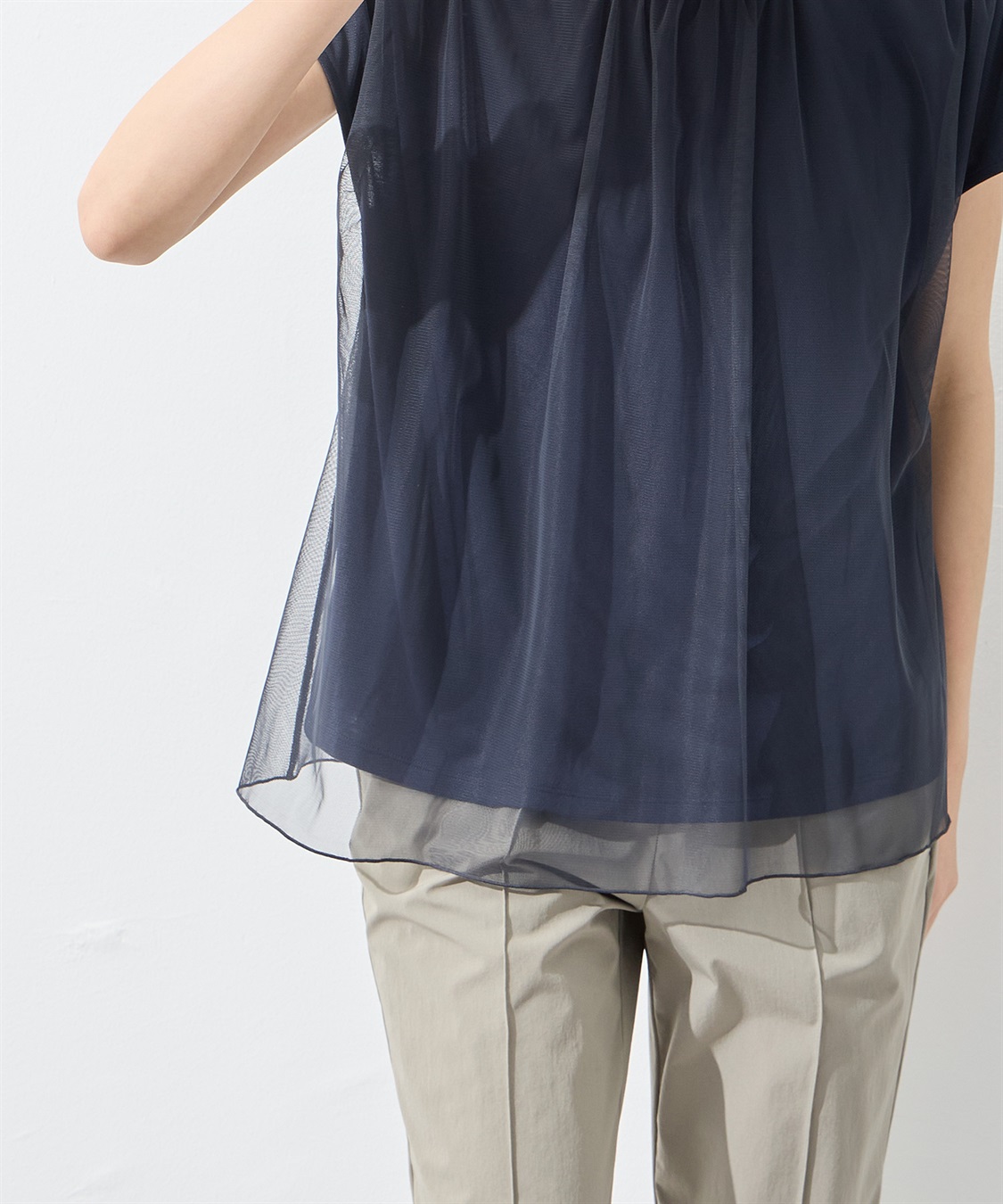 A/C DESIGN BY ALPHA CUBIC チュールギャザーTブラウス_sub_6