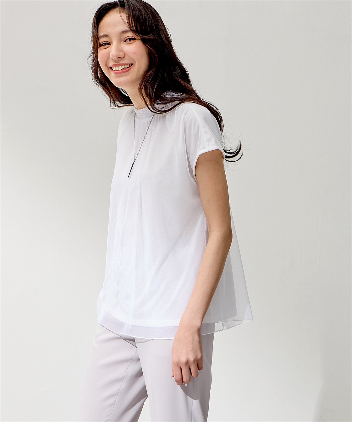 A/C DESIGN BY ALPHA CUBIC チュールギャザーTブラウス_sub_8