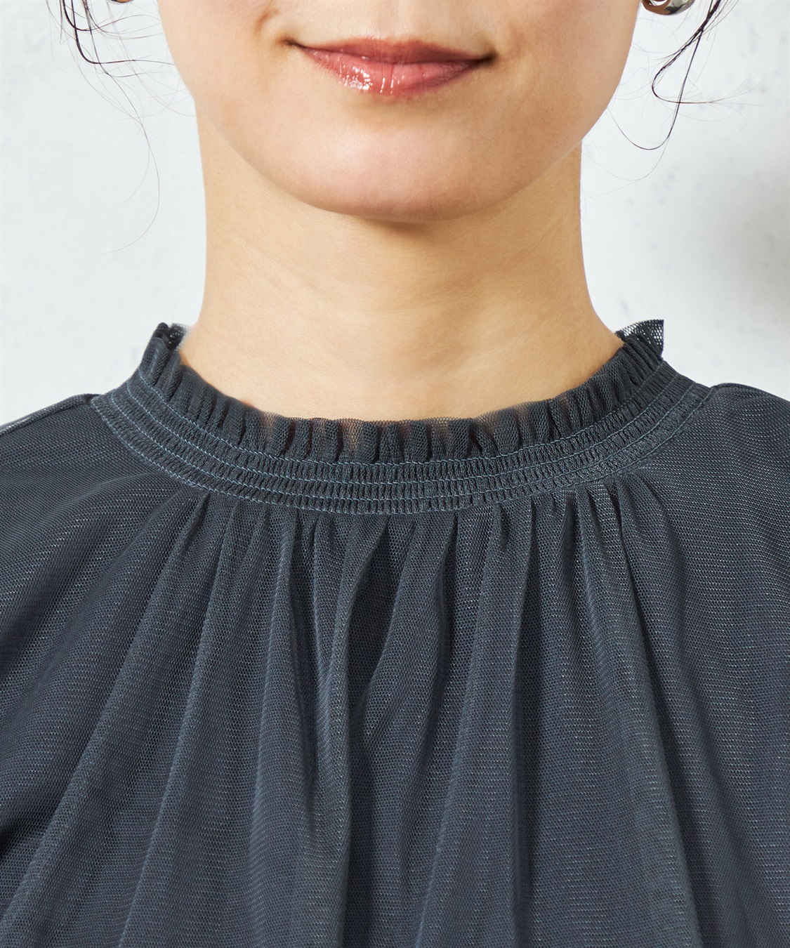 A/C DESIGN BY ALPHA CUBIC チュールギャザーTブラウス_sub_10