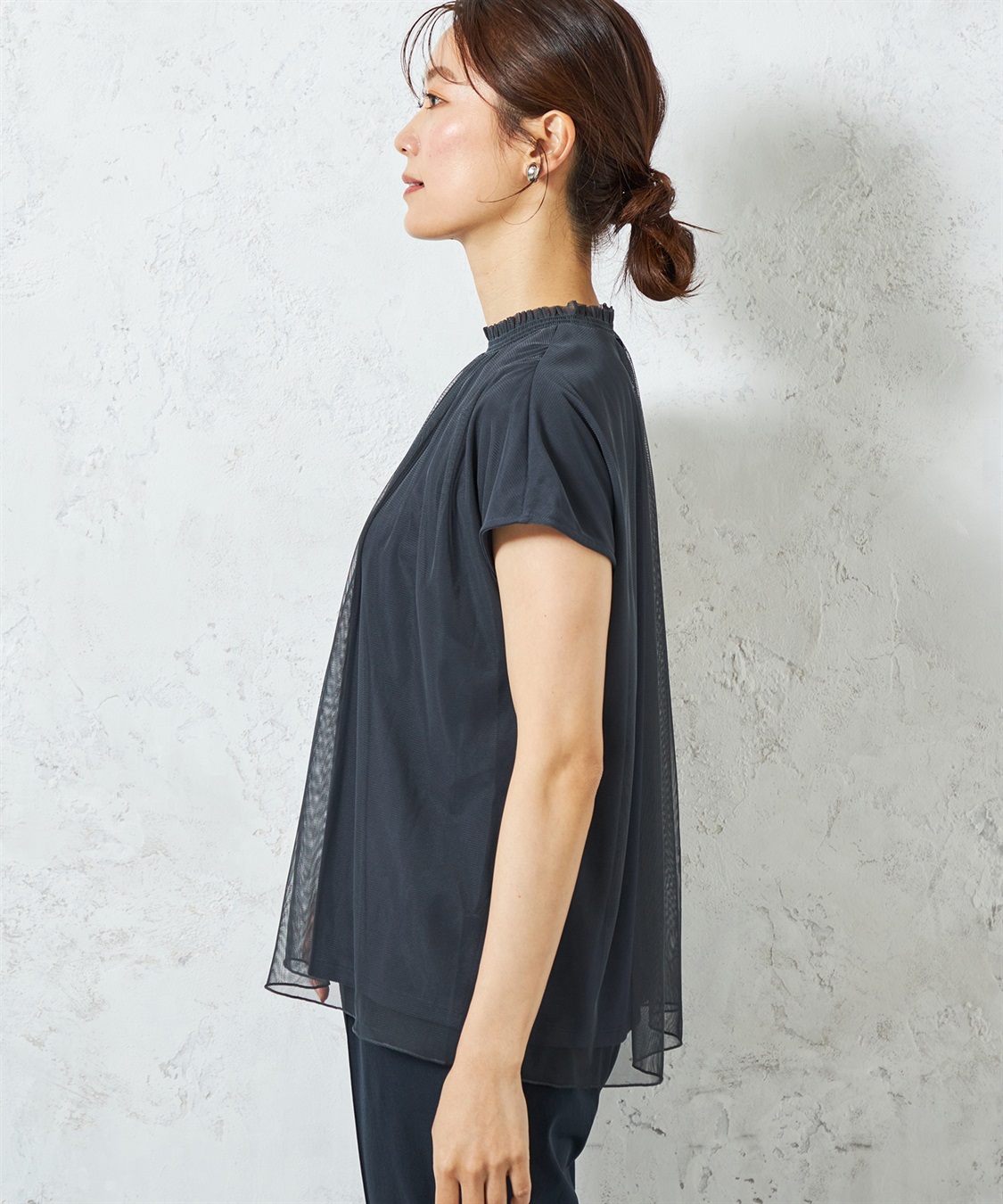 A/C DESIGN BY ALPHA CUBIC チュールギャザーTブラウス_sub_18