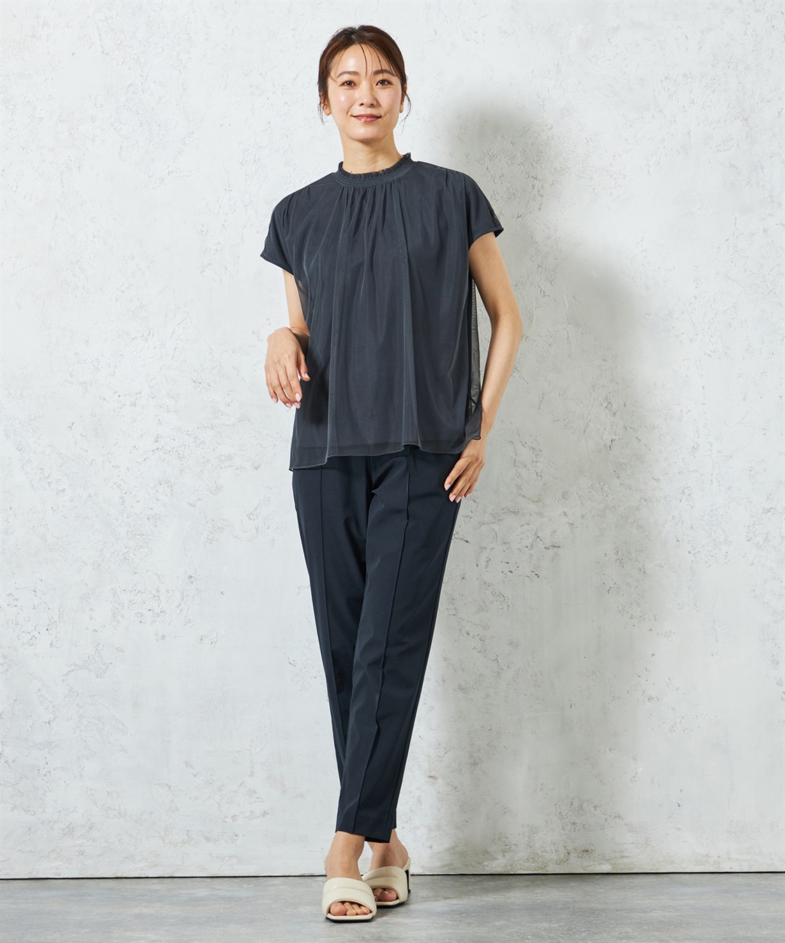 A/C DESIGN BY ALPHA CUBIC チュールギャザーTブラウス_sub_20