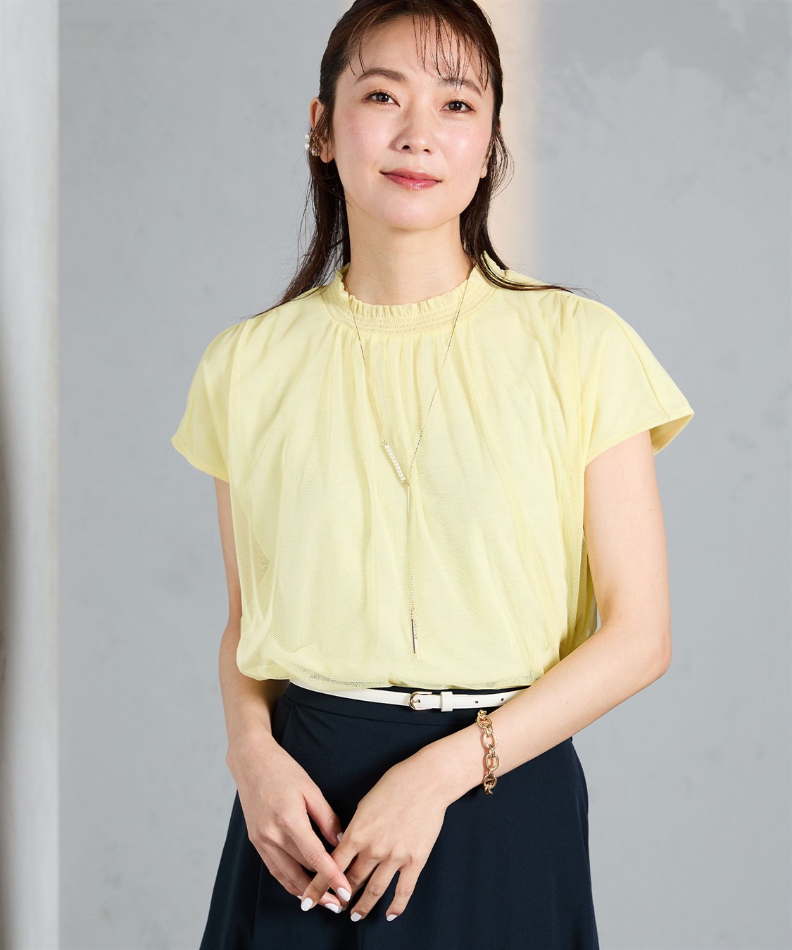 A/C DESIGN BY ALPHA CUBIC チュールギャザーTブラウス_sub_23