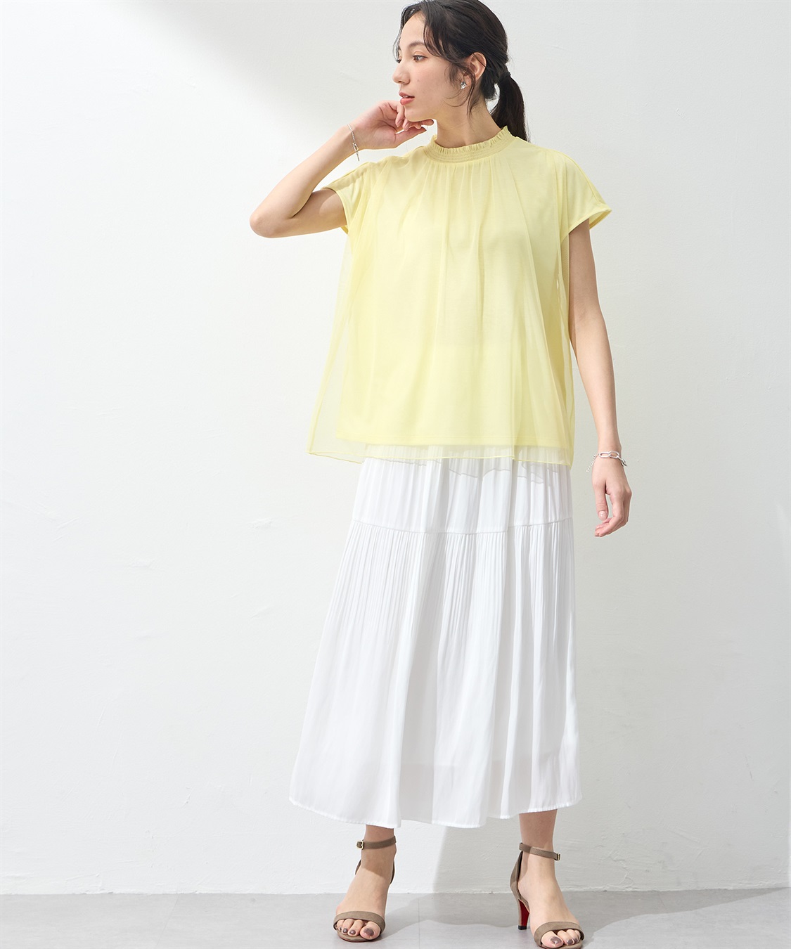 A/C DESIGN BY ALPHA CUBIC チュールギャザーTブラウス_sub_26