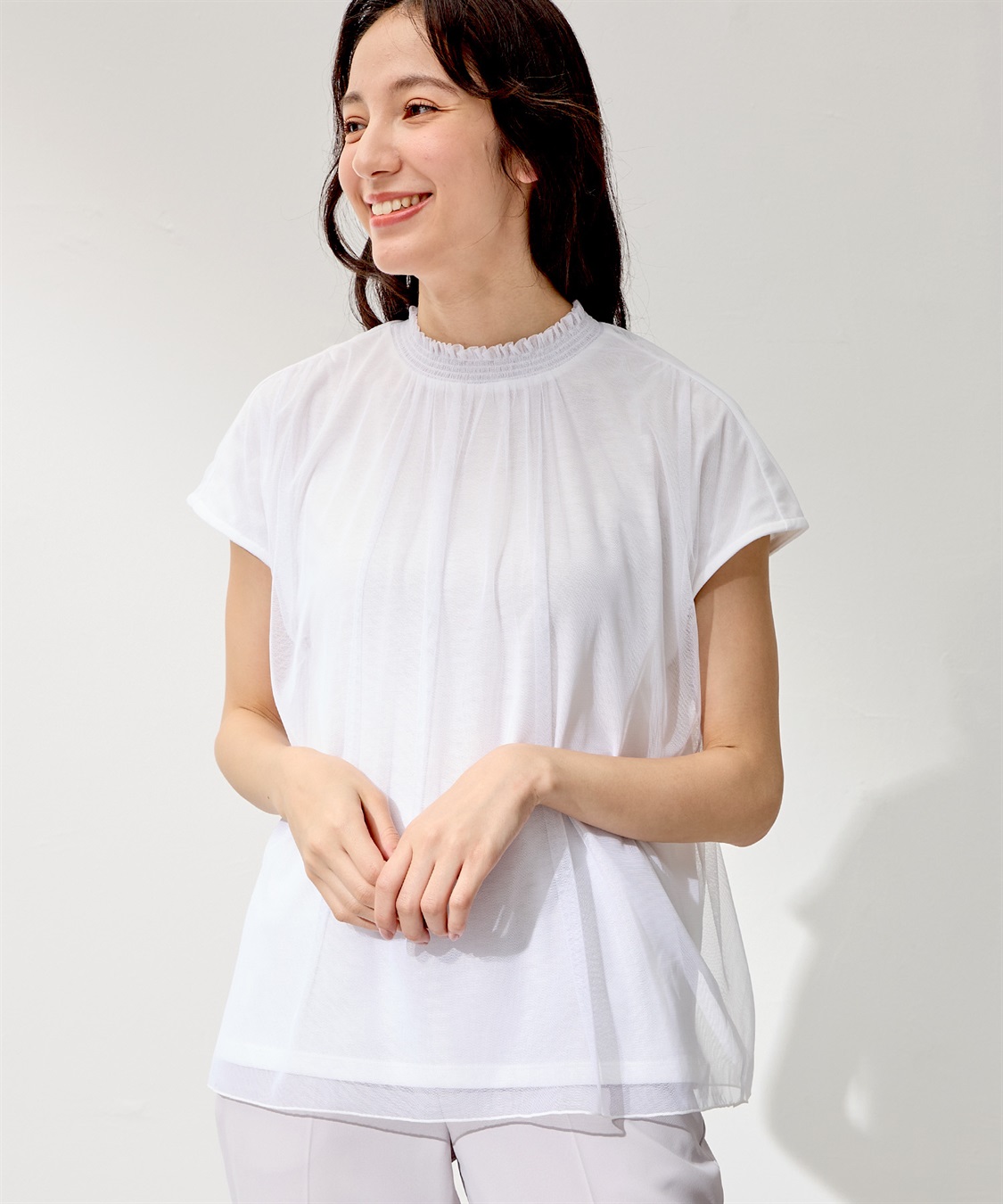 A/C DESIGN BY ALPHA CUBIC チュールギャザーTブラウス_sub_28